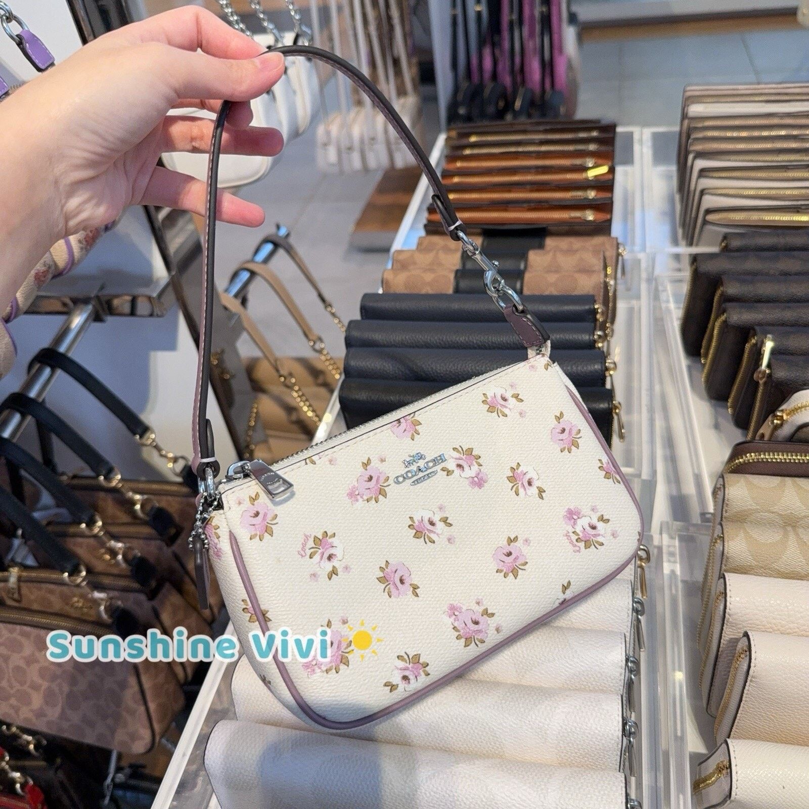 Coach NWT COACH Nolita 19 Floral Wristlet CAL24 Silver/Chalk Size ONE SIZE - 1 Thumbnail