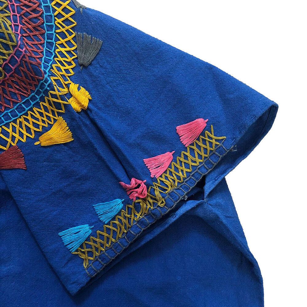 Designer Pre Owned Embroidered Blue Hand Made Blouse L Size L / US 10 / IT 46 - 4 Thumbnail