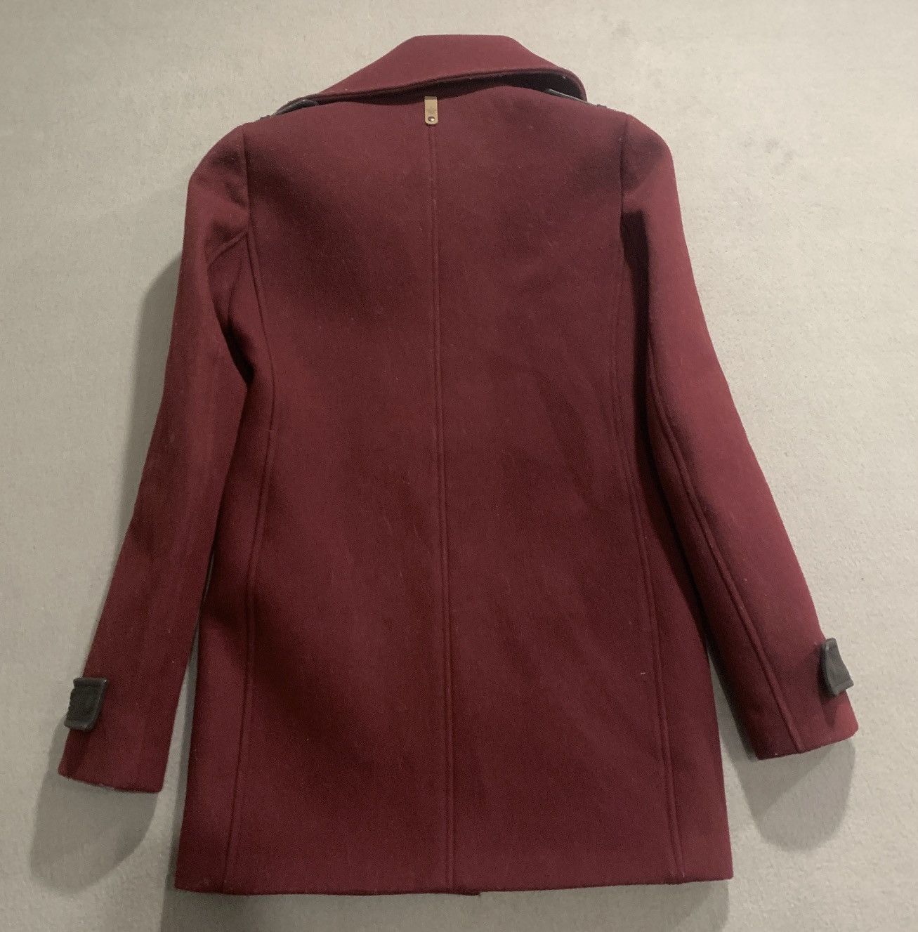 Mackage Mackage Pea Coat Wool Womans Size XS Burgundy Leather Accent Size XS / US 0-2 / IT 36-38 - 6 Thumbnail