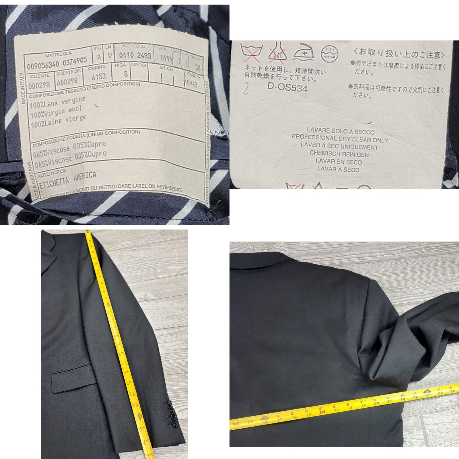 Dolce & Gabbana Dolce&Gabbana Blazer Jacket Black EU 52L US 40L Single-Breasted 3 Button Men Size 52R - 10 Thumbnail