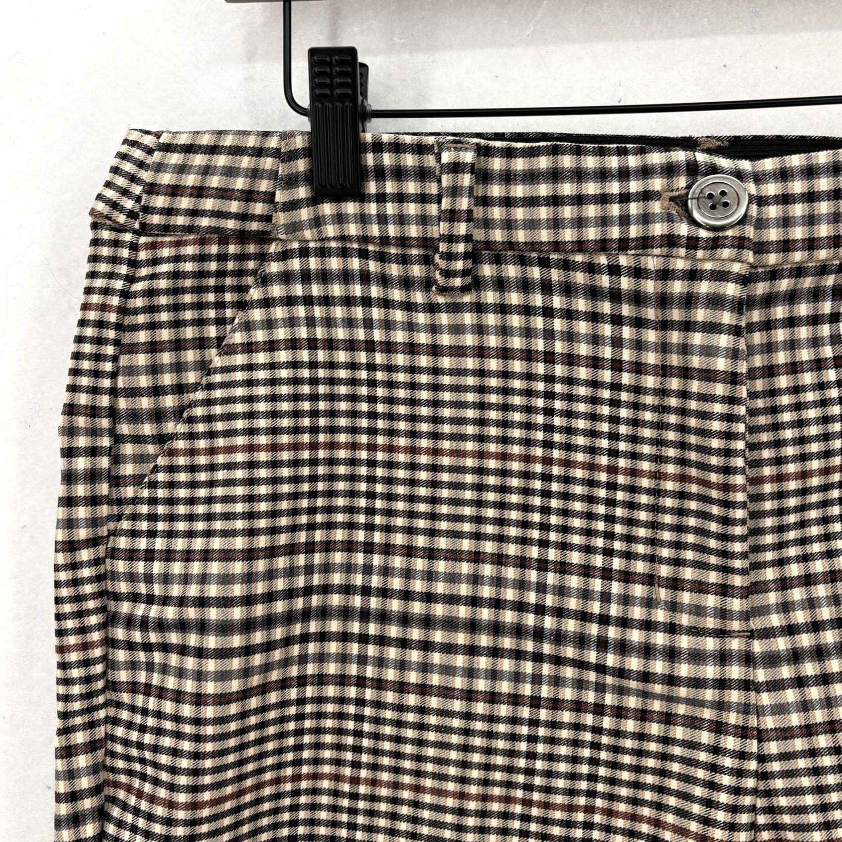 Vintage Maurices Pants Womens Large Brown Plaid Straight Crop Bengaline High Rise Ankle Size 36" / US 14 / IT 50 - 3 Thumbnail