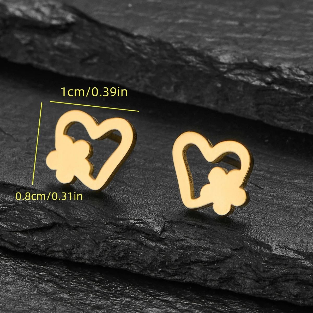 Jewelry Heart Flower Mini Stud Earrings Charm Earring Gift Size ONE SIZE - 3 Thumbnail