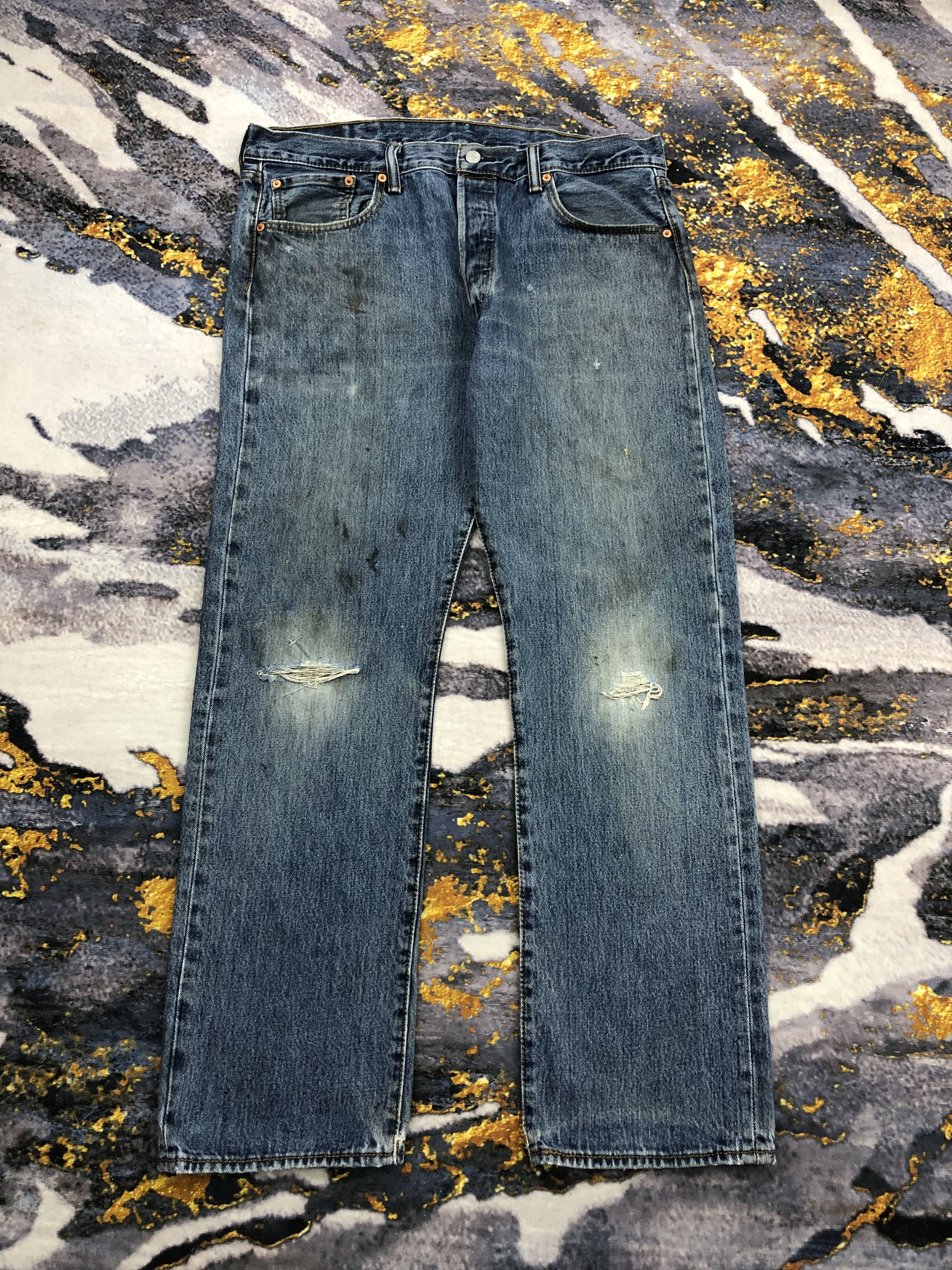Levi's Vintage Levis 501 Button Fly Distressed Jeans DPP0097 Size US 38 / EU 54 - 1 Thumbnail