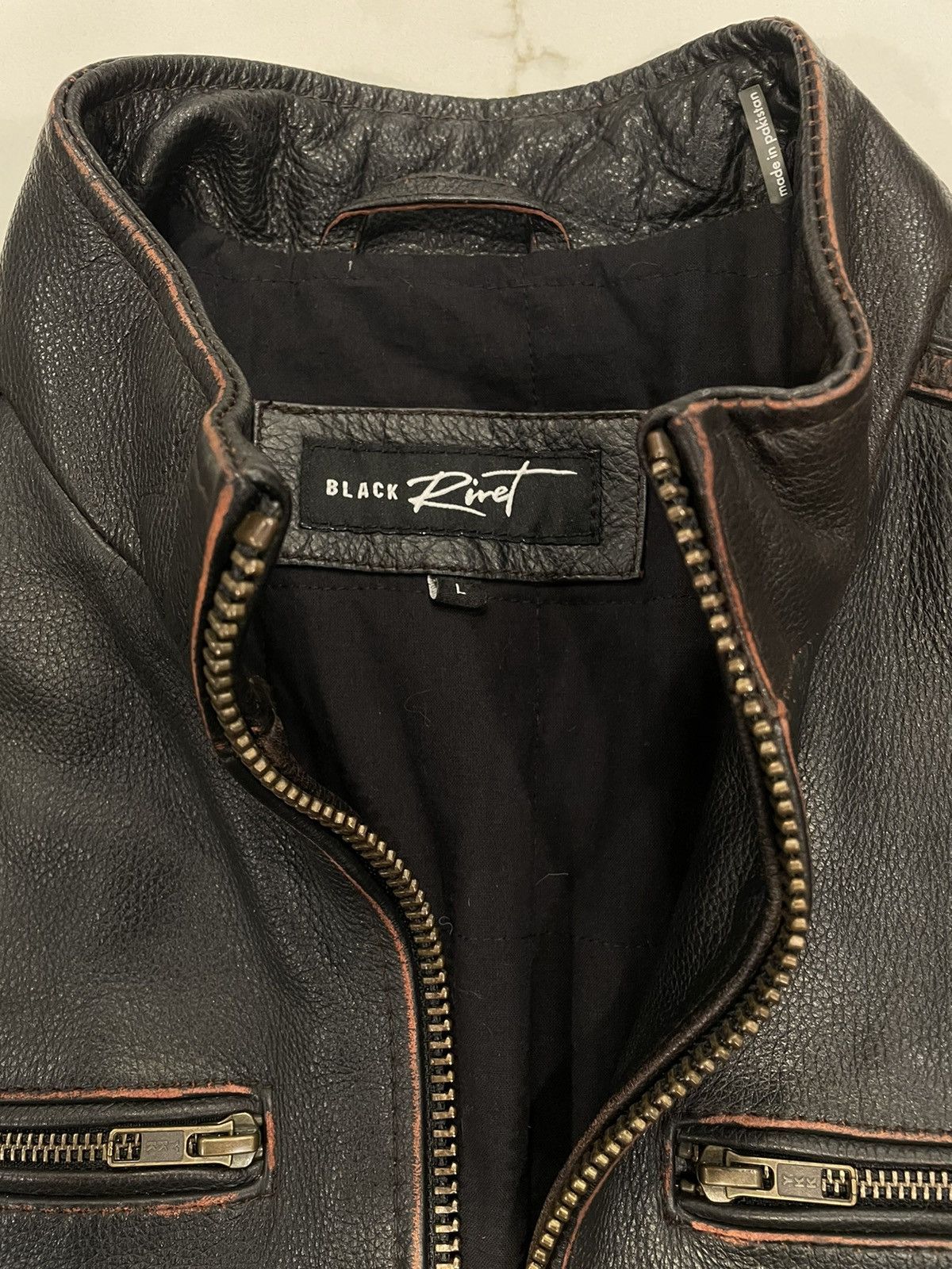 Black Rivet Leather biker jacket Size US L / EU 52-54 / 3 - 5 Thumbnail