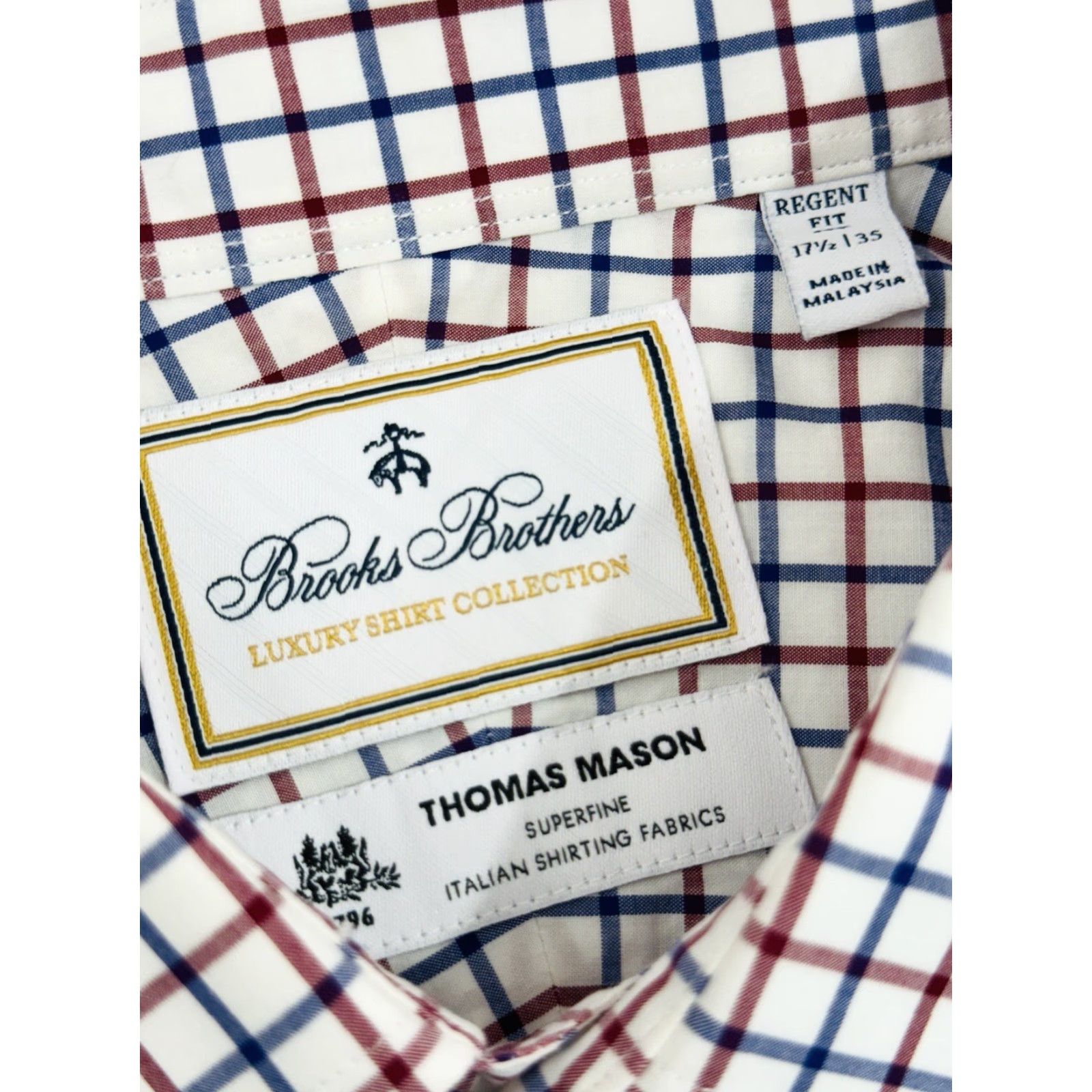 Brooks Brothers Brooks Brothers / Thomas Mason - Plaid Check Shirt 17.5 35 Red White Blue Mens Dress Shirt Size US XXL / EU 58 / 5 - 5 Thumbnail