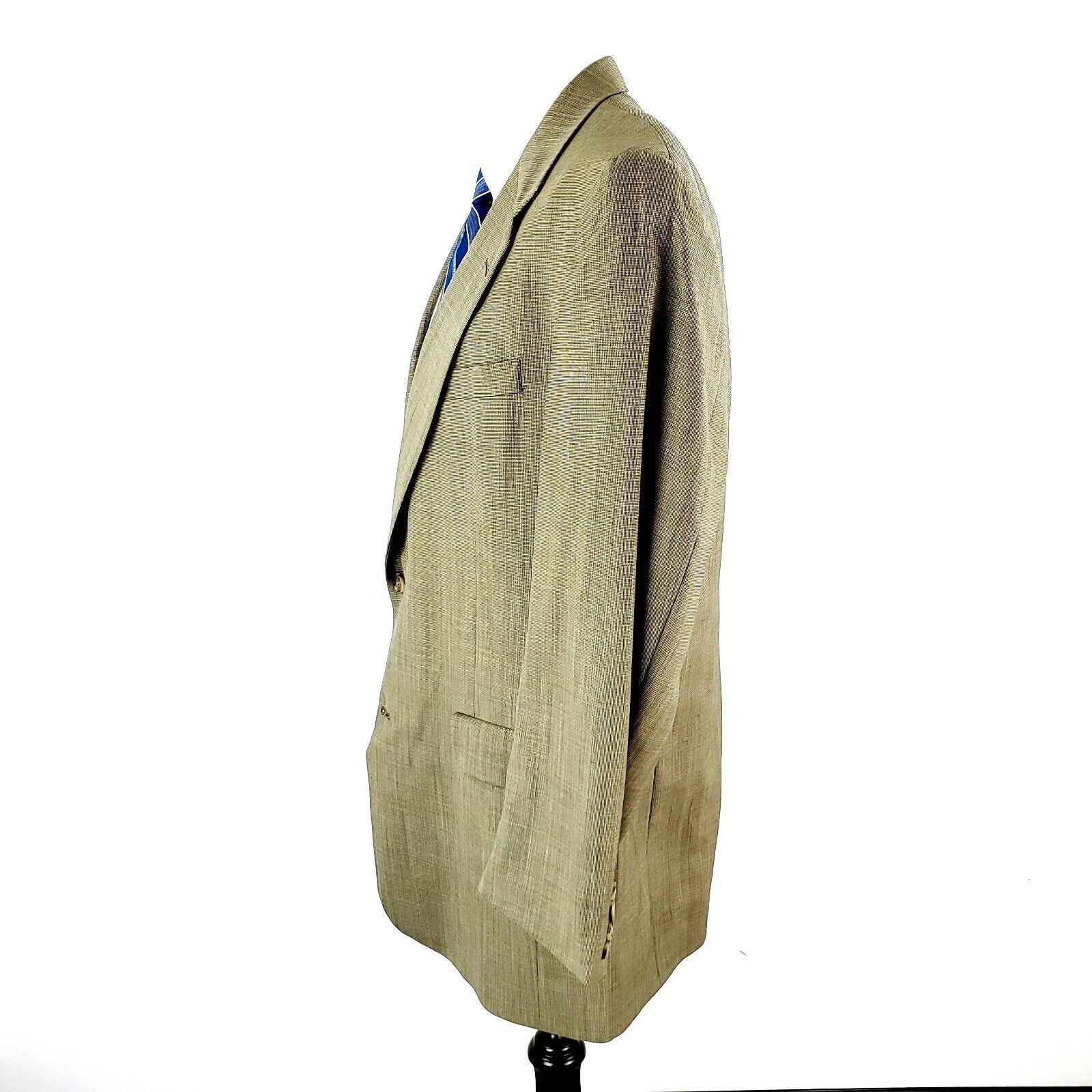 Hart Schaffner Marx Hart Schaffner Marx Wool 2 Button Blazer 42L Tan Nailshead S Size 42L - 5 Thumbnail