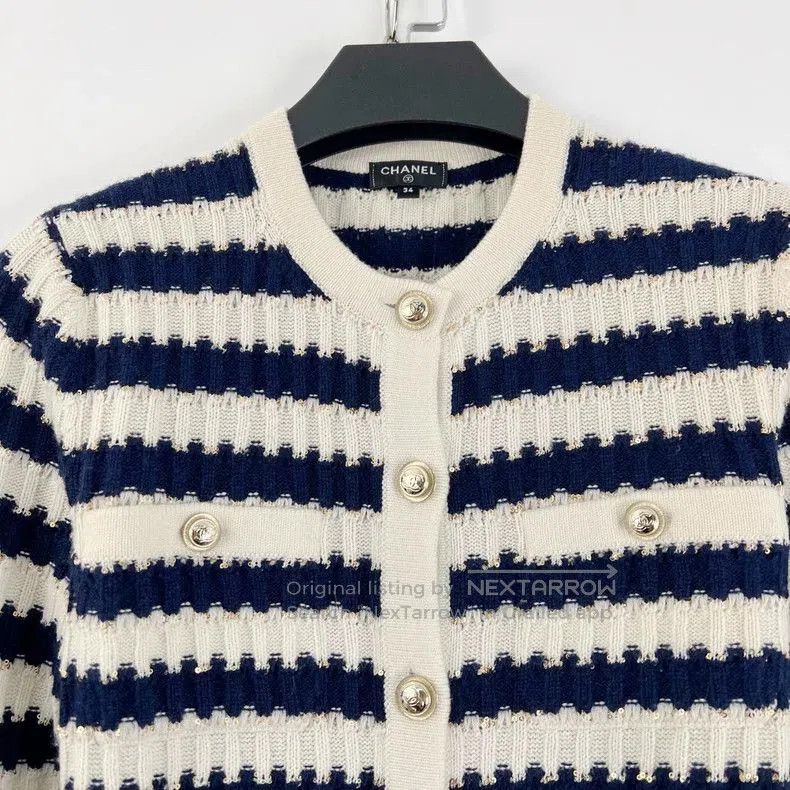 Chanel Chanel Blue White Stripe Sequin Knit Dress. Size US 34 / EU 50 - 5 Thumbnail