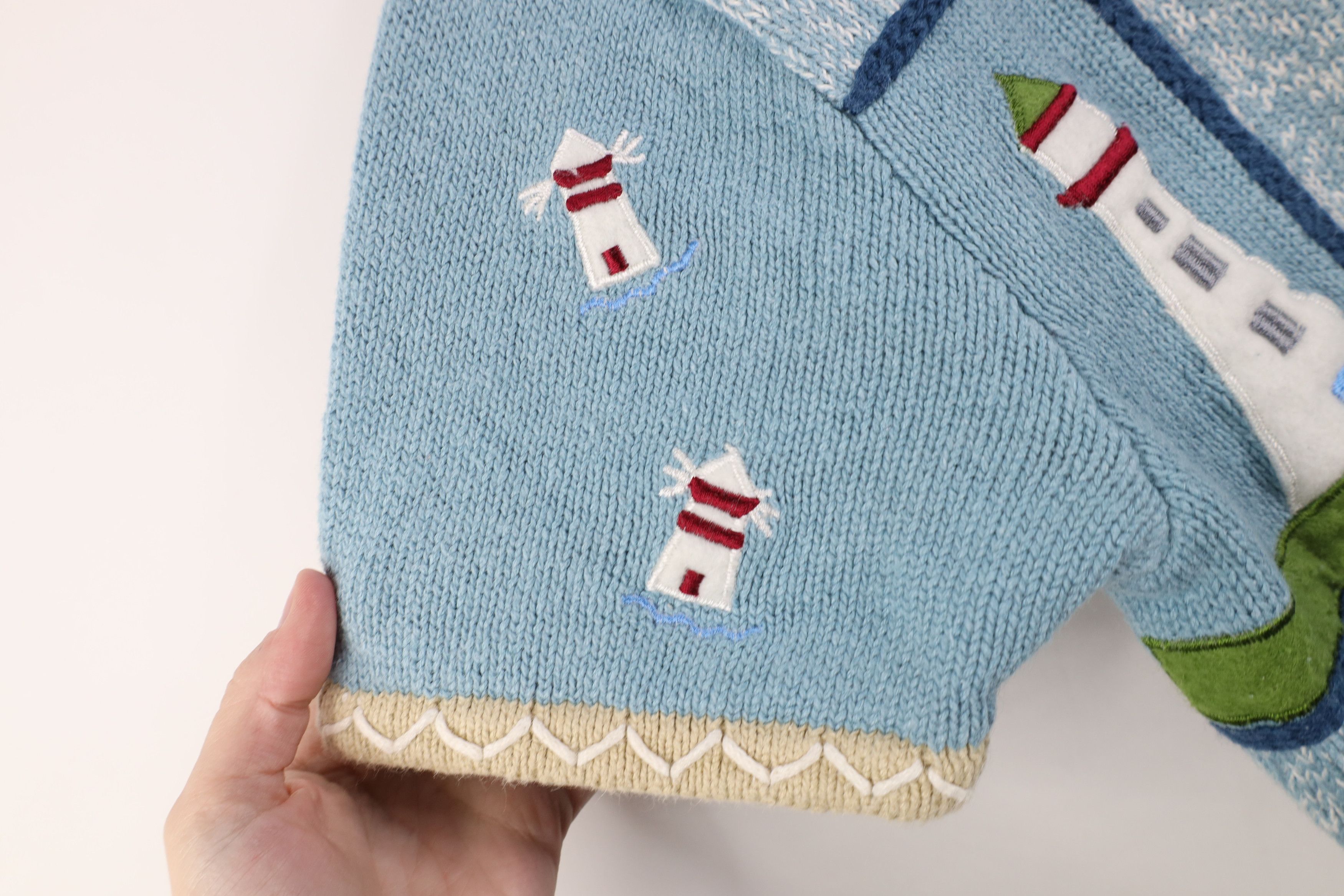 Vintage Vintage 90s Streetwear Lighthouse Sailboat Knit Sweater Size S / US 4 / IT 40 - 4 Thumbnail