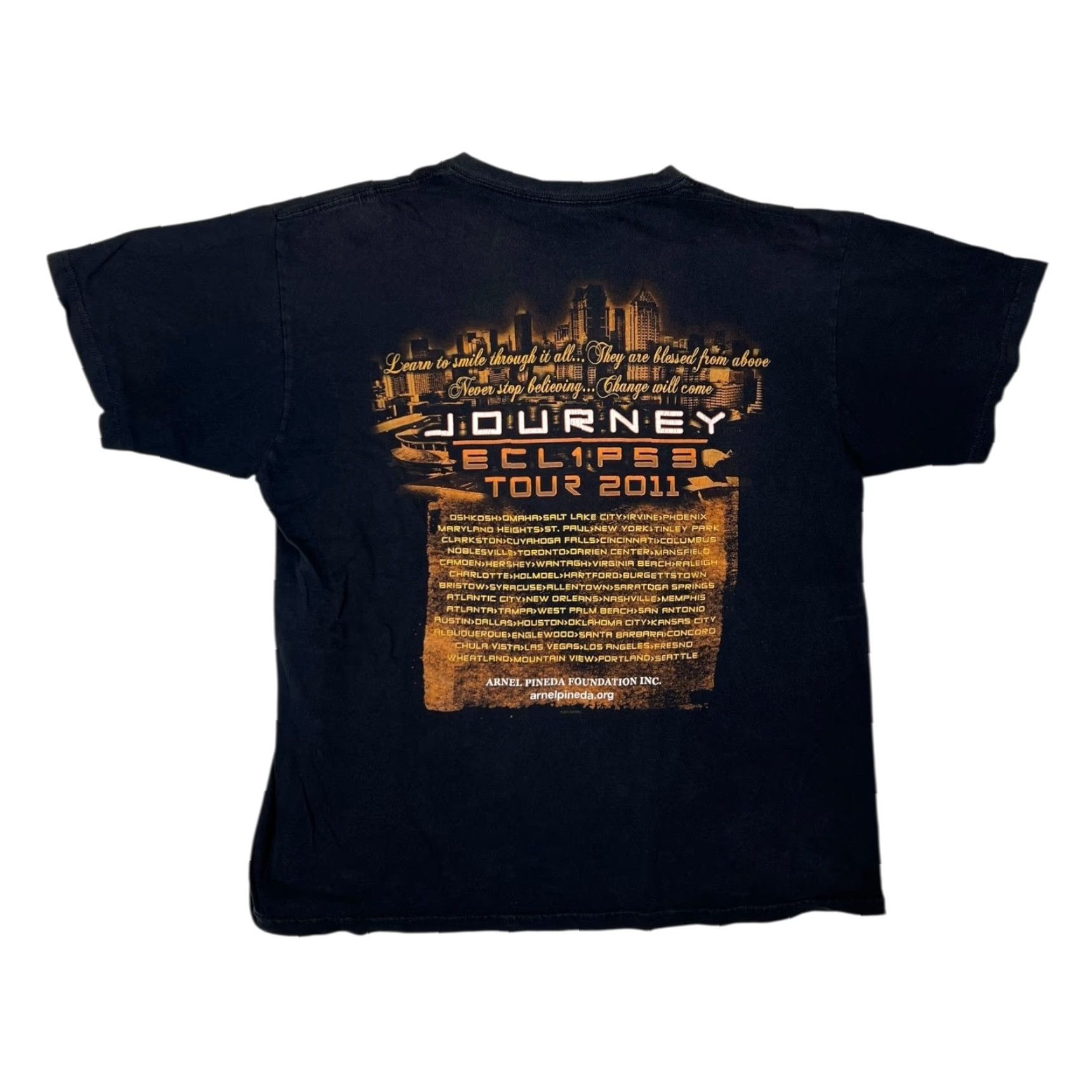 Anvil VINTAGE Journey Shirt Eclipse City Of Hope Tour 2011 Large Black Cotton 90s Music Rock T-Shirt Men Crew Neck Short Sleeve Double-Sided Size US L / EU 52-54 / 3 - 3 Thumbnail