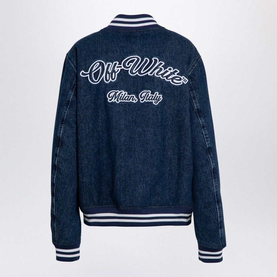 Off-White o1d2blof0924 Denim Bomber Jacket in Blue Size XS / US 0-2 / IT 36-38 - 2 Thumbnail