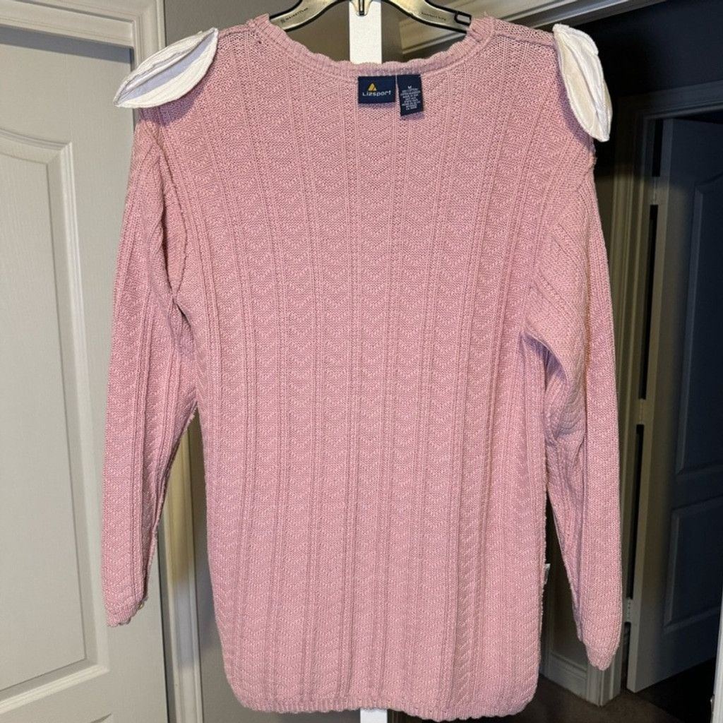 Other Vintage Liz Claiborne Lizsport Pink Cable Knit Crew Sweater Size M / US 6-8 / IT 42-44 - 2 Thumbnail