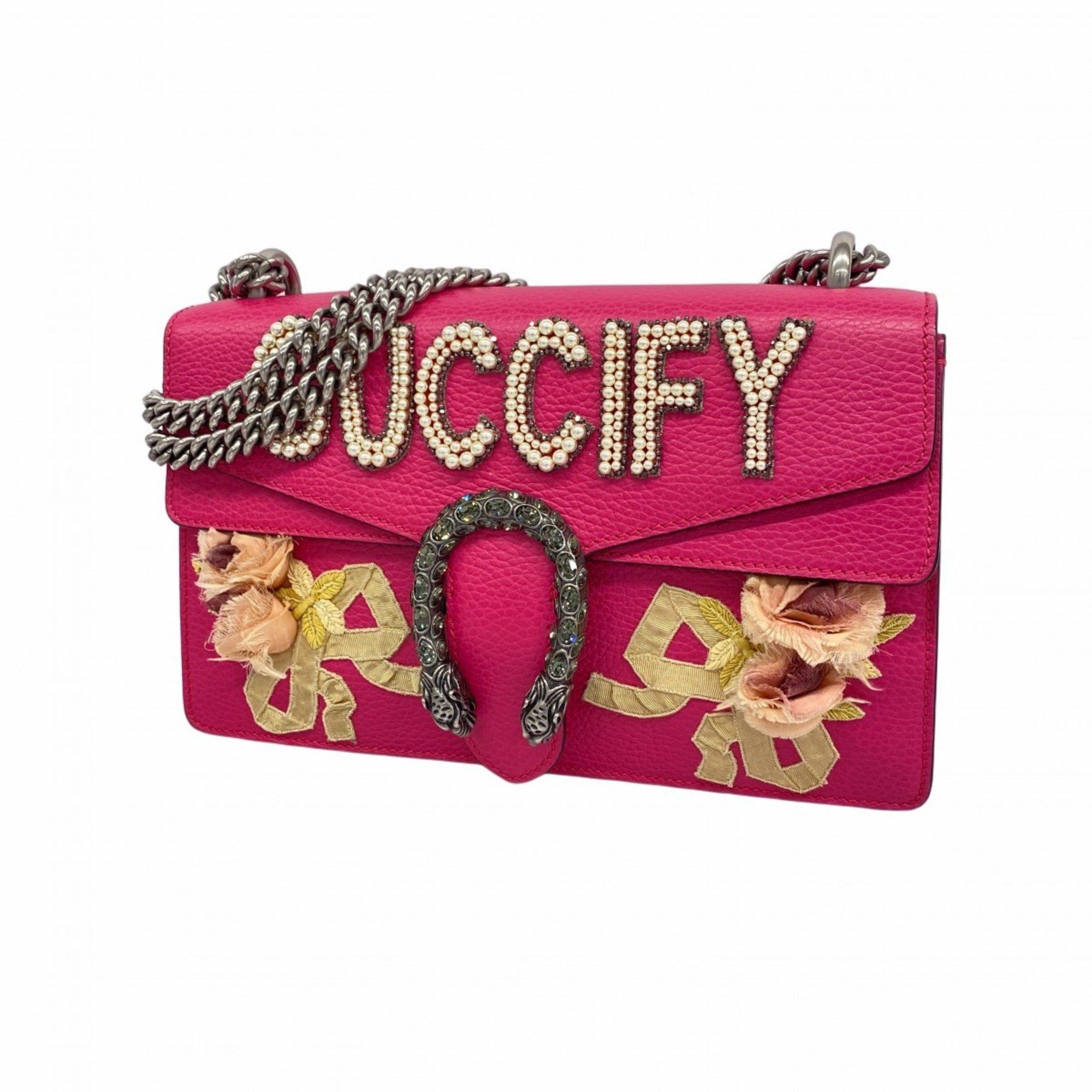 Gucci Shoulder Bag Dionysus 400249 Leather Pink Women's