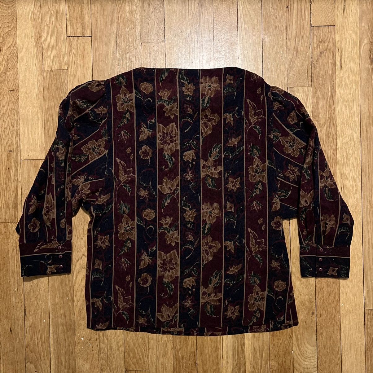 Dior Vintage Christian Dior Brown Floral Medium Wool Top Size M / US 6-8 / IT 42-44 - 3 Thumbnail