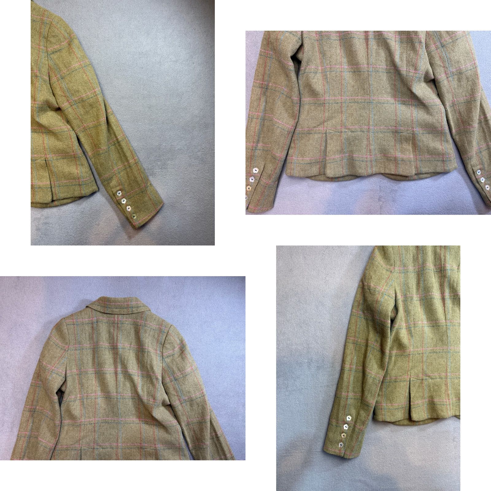 Vintage NESS Tweed Wool Blazer Jacket Green Womens UK 10 US 8 Blazer Wool Green Womens 90s Tuxedo style Size M / US 6-8 / IT 42-44 - 11 Thumbnail