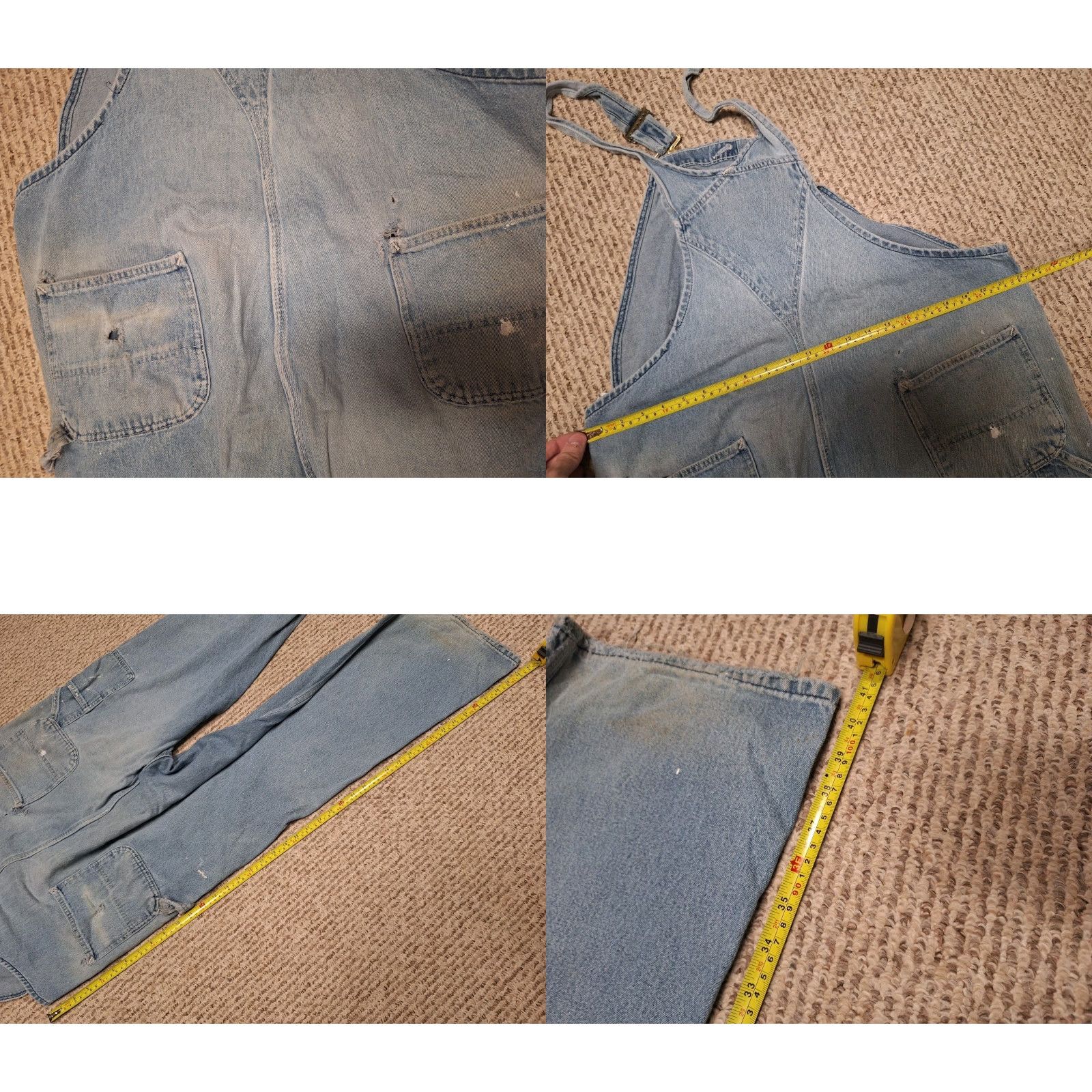 Carhartt Carhartt Bib Overalls Mens 44 Denim Blue Distressed Grunge Cotton Denim Jeans 44X30 Bib Overalls Mens Size US 44 / EU 60 - 8 Thumbnail