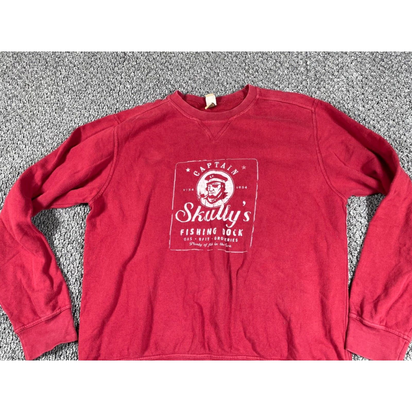 Fossil Fossil Sweatshirt Red 2XL Adult Crewneck Captain Skully Fishing Dock Print Retro Nautical Hipster Pullover Size US XXL / EU 58 / 5 - 5 Thumbnail