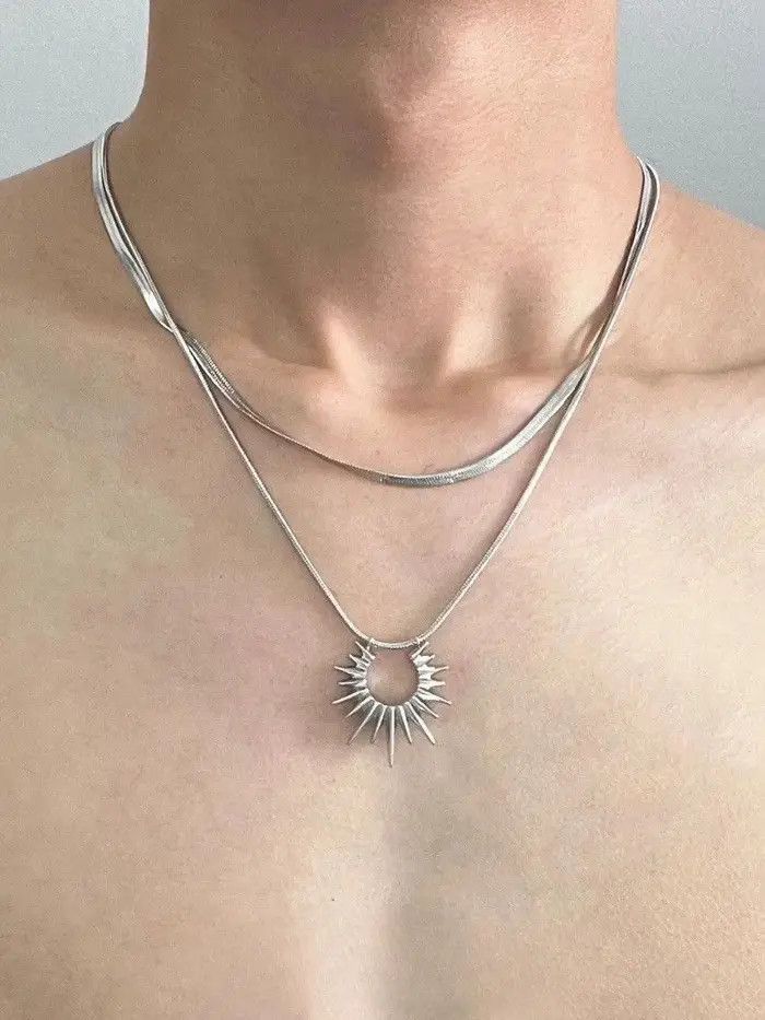 Jewelry Double Sun Pendant Necklace Size ONE SIZE - 3 Thumbnail