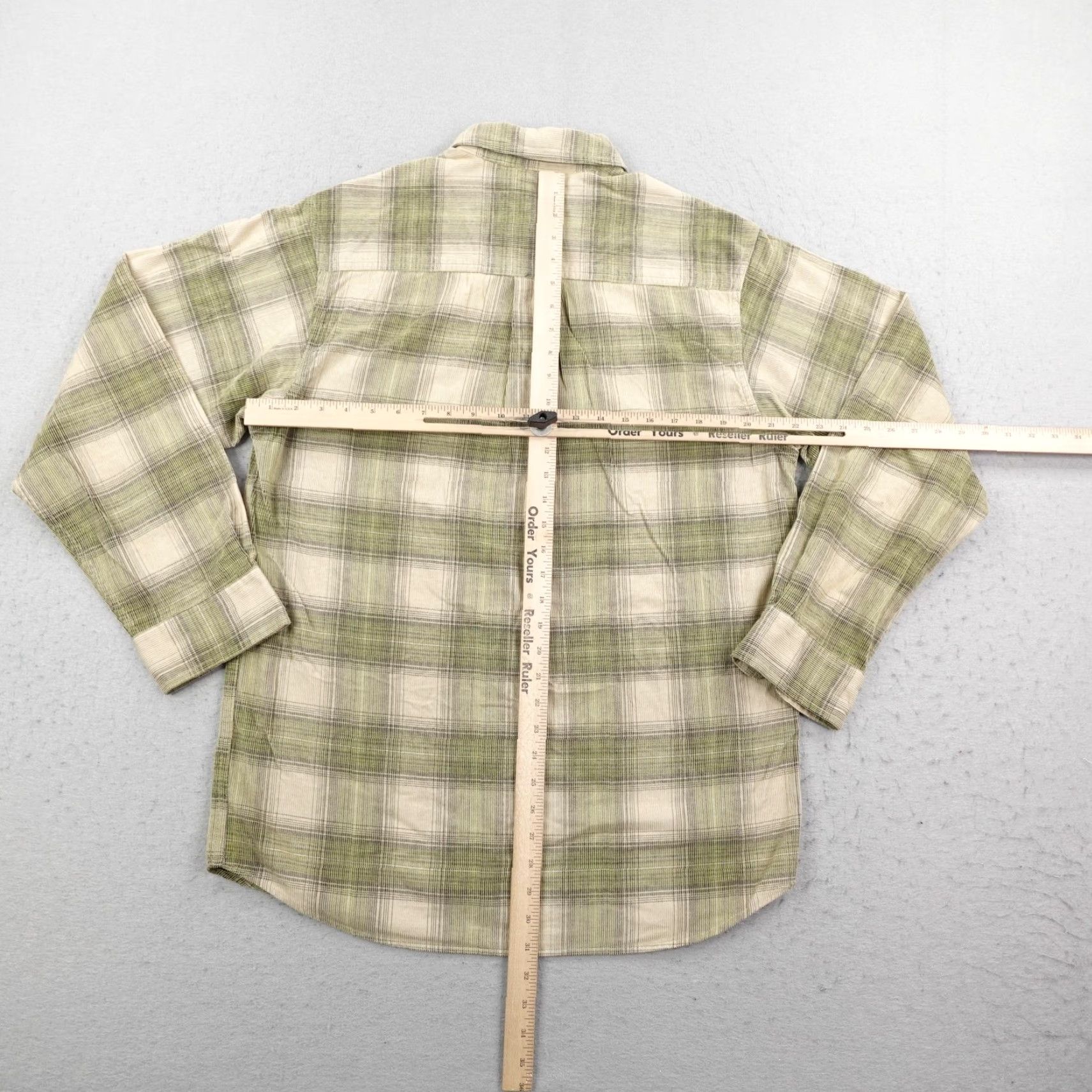 Scully Scully Shirt Men Medium Green Beige Plaid Corduroy Button Up Frontier Dress Casual Workwear Outdoors Mens Size US M / EU 48-50 / 2 - 5 Thumbnail