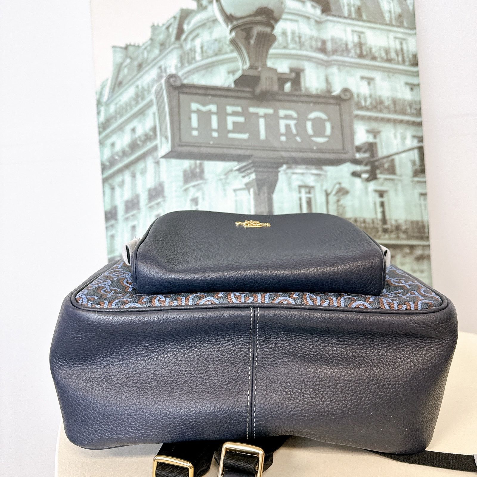 Coach Coach CF344 Court Backpack With Coach Monogram Print IN NAVY Size ONE SIZE - 5 Thumbnail
