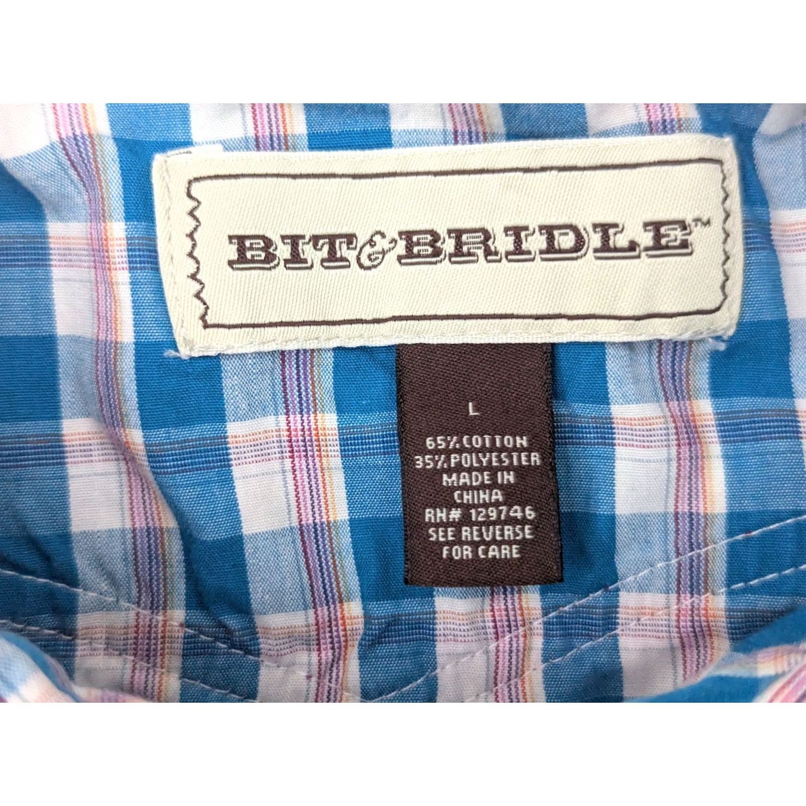 Pinko Bit & Bridle Western Shirt Women L Teal Plaid Long Sleeve Pearlsnap Embroidered Easy Care Wrinkle Resistant Casual Vintage: No Size L / US 10 / IT 46 - 4 Thumbnail
