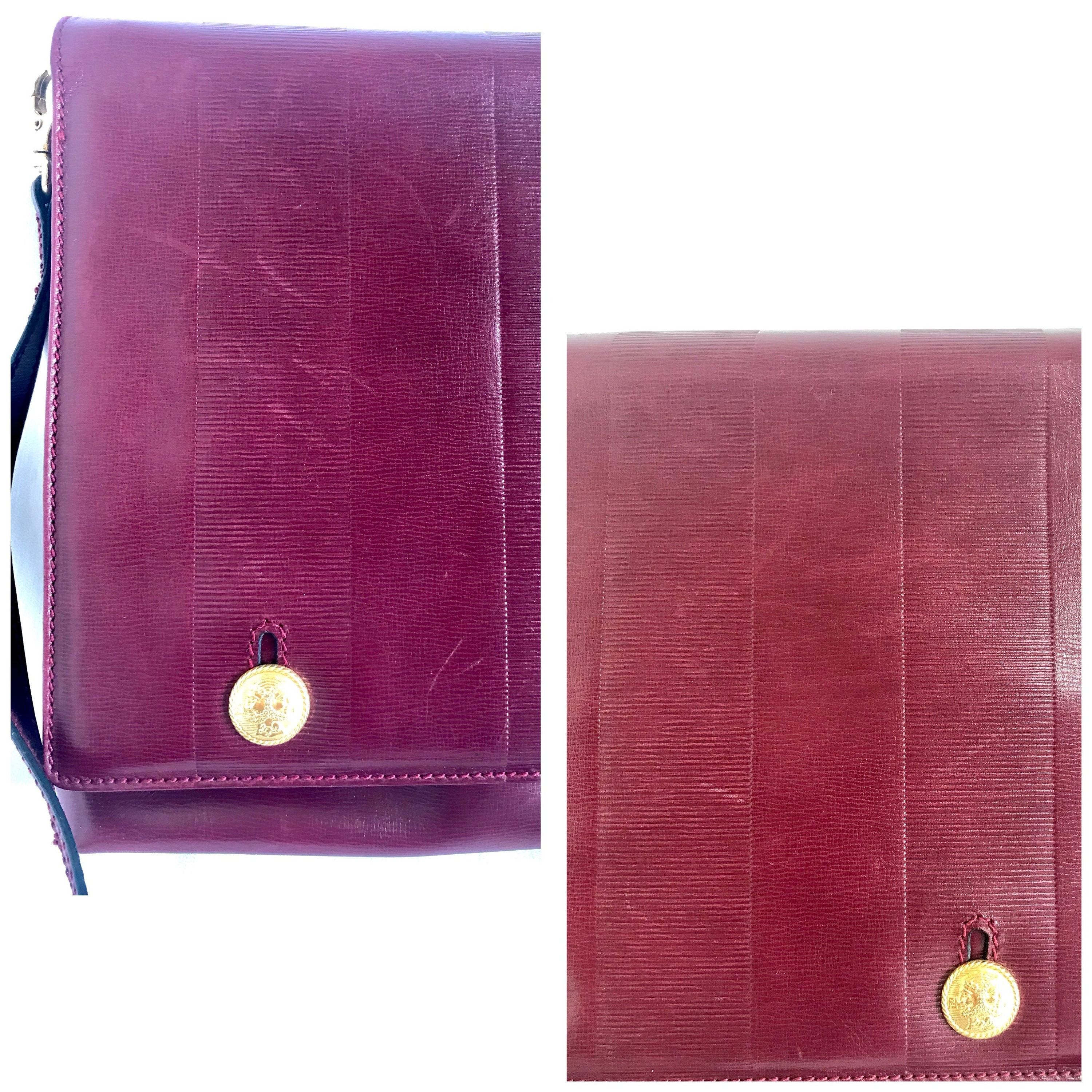Fendi Vintage FENDI wine leather shoulder bag, large clutch purse Size ONE SIZE - 5 Thumbnail