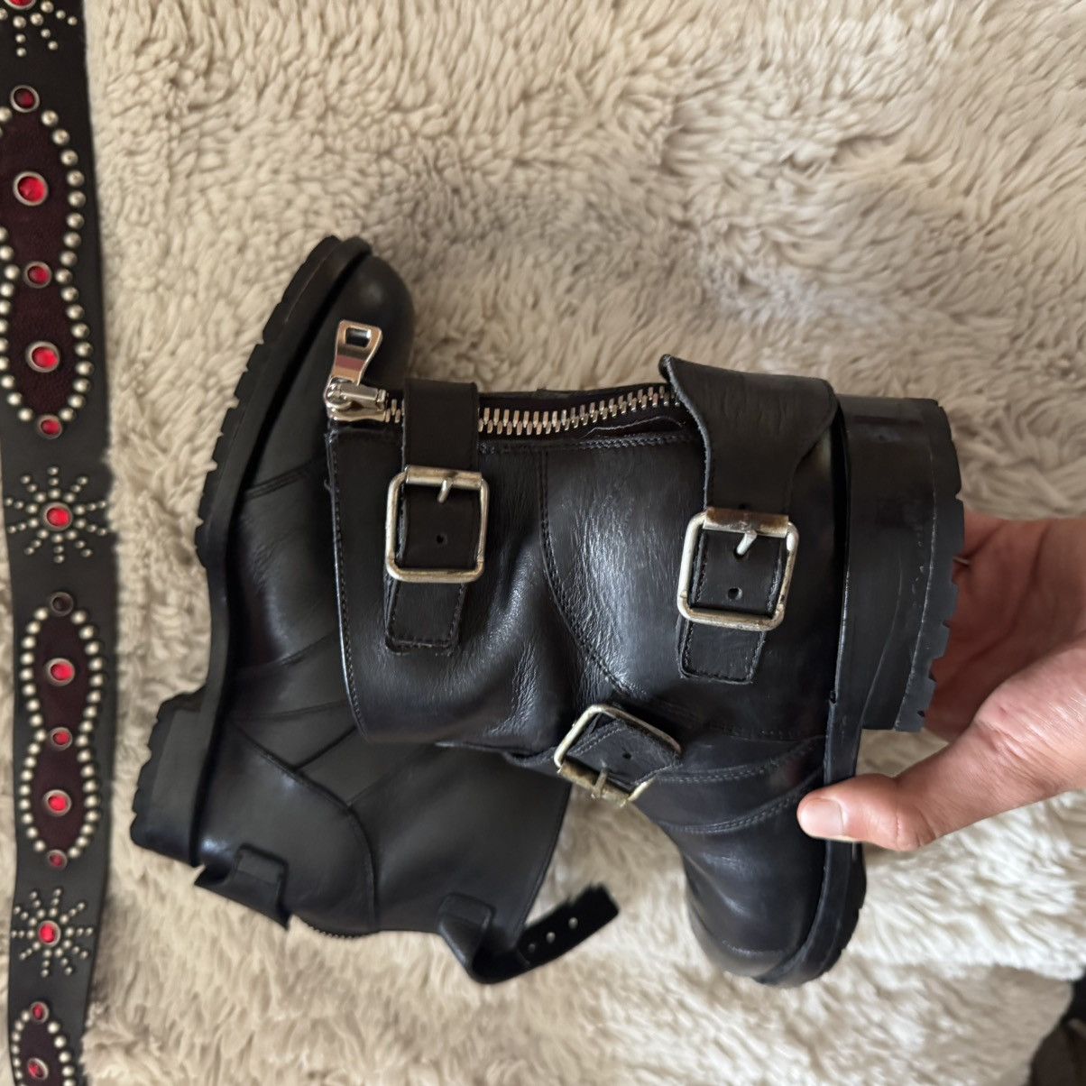 Balmain Balmain 2011 back lace leather engineer boot Size US 8 / EU 41 - 3 Thumbnail
