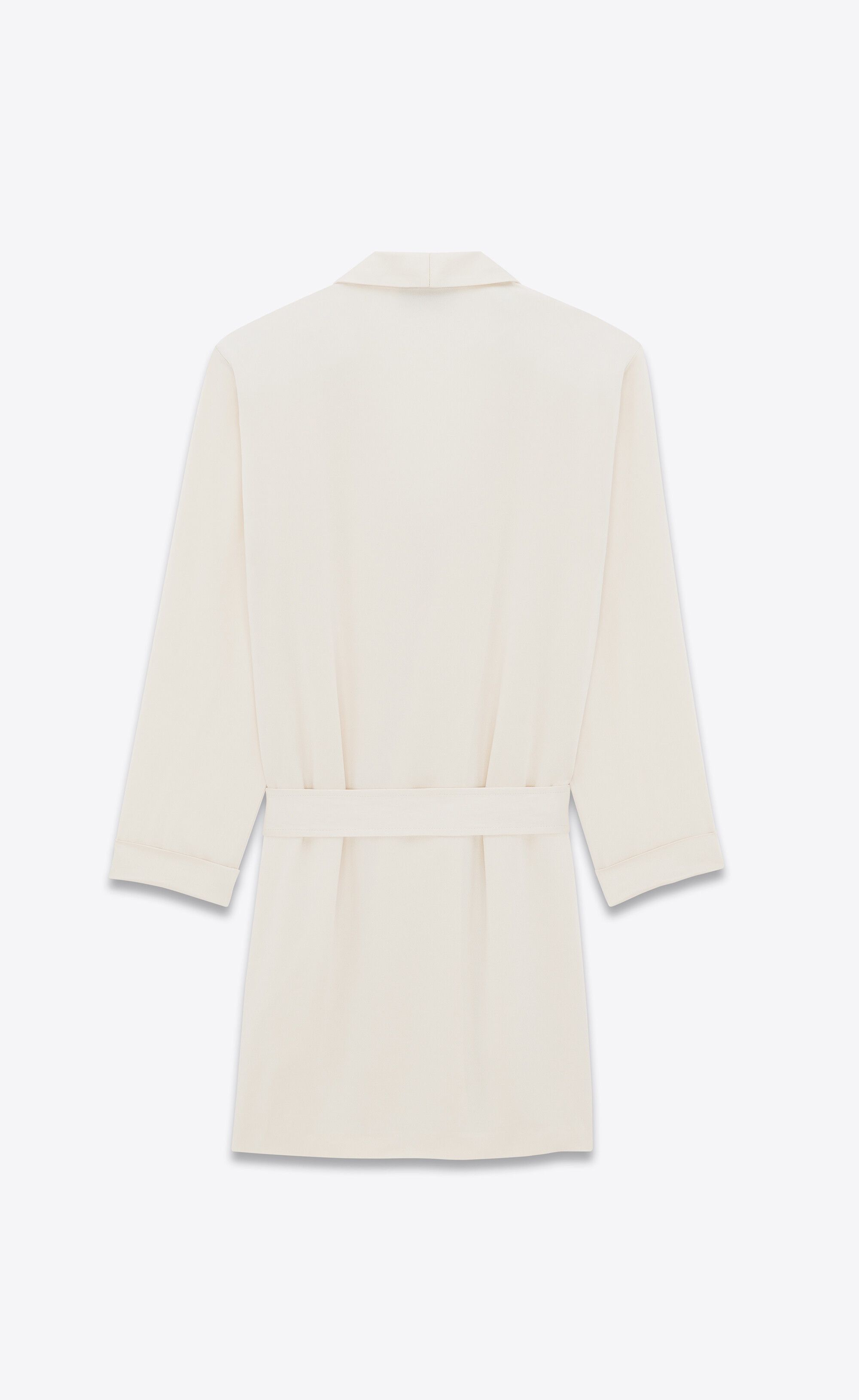 Saint Laurent Paris o1bcso1str0125 Belted Jacket In Crepe Satin in Ivory Size US M / EU 48-50 / 2 - 2 Thumbnail