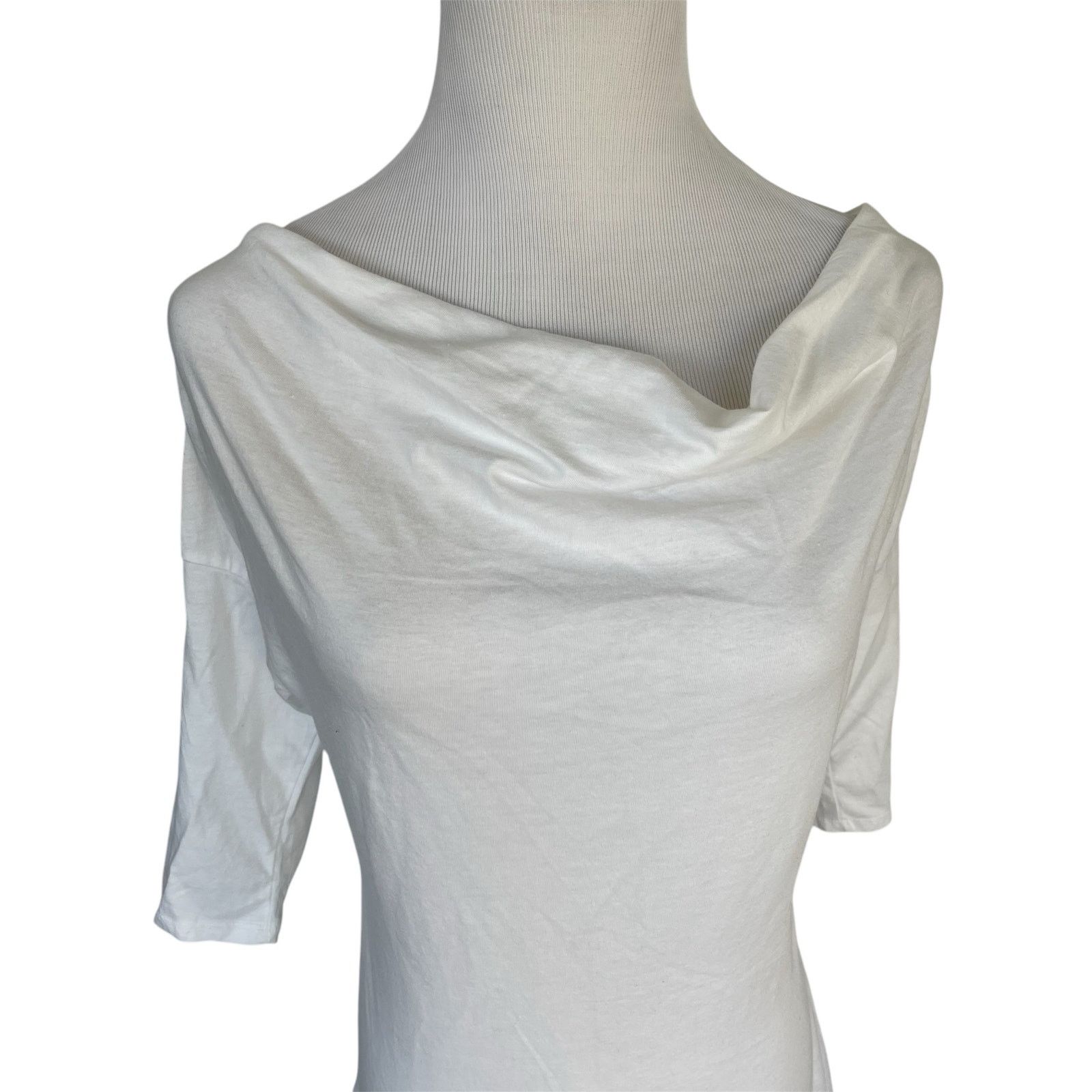 Cherokee Women's S Cherokee 3/4 Sleeve White Boatneck Cowl Blouse Top Size S / US 4 / IT 40 - 3 Thumbnail