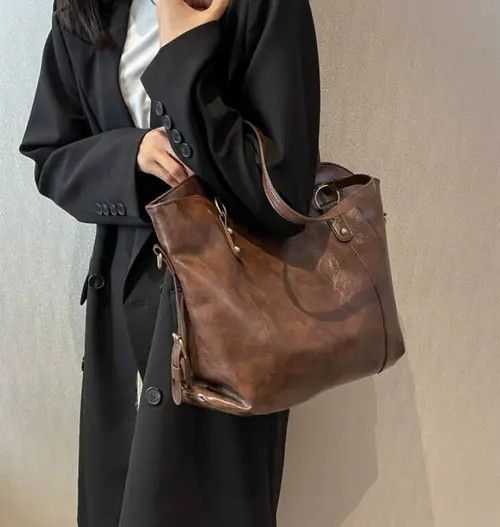 Japanese Brand × Vintage Brown large capacity shoulder bag Size ONE SIZE - 2 Thumbnail