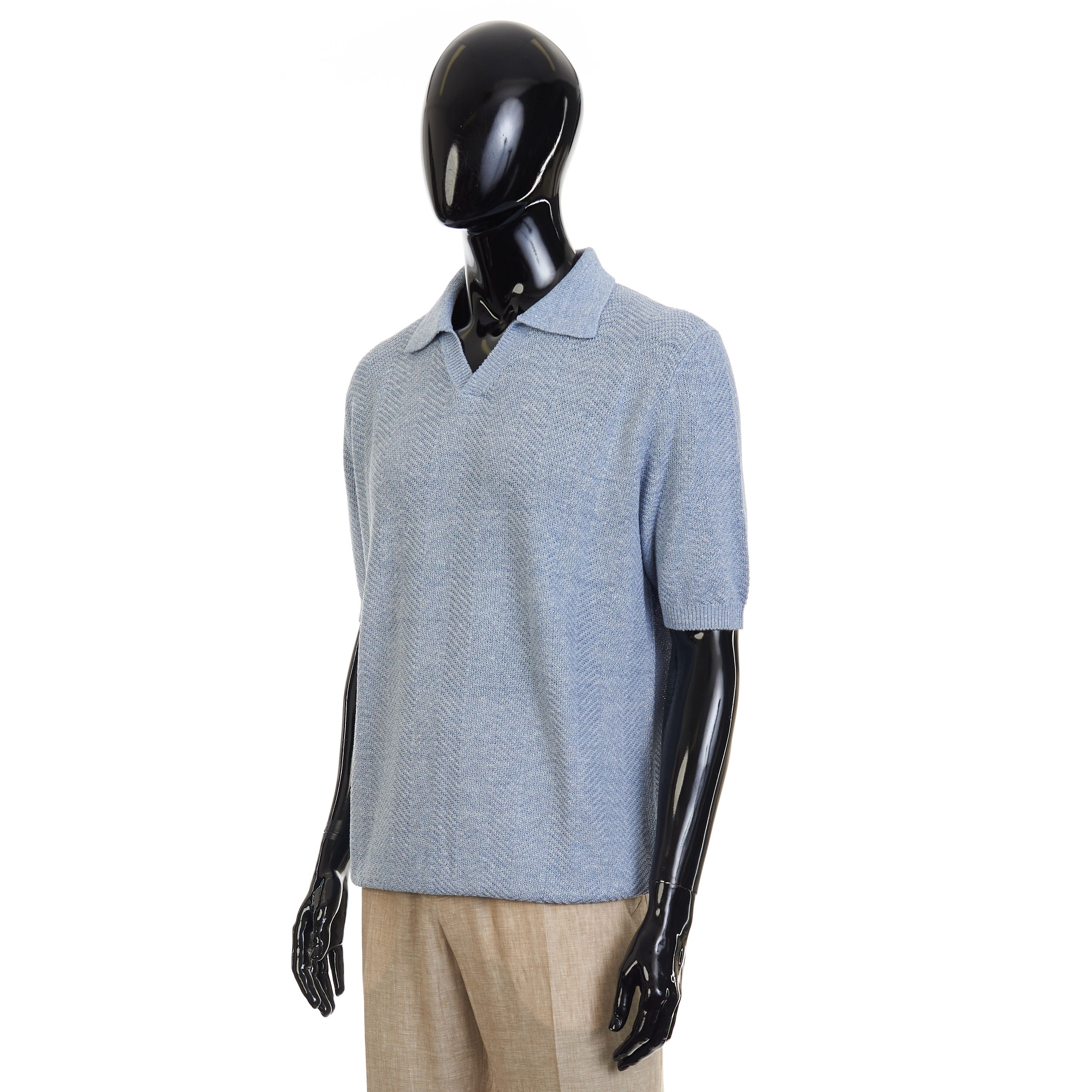 Other Brett Johnson Silk & Linen Polo Shirt, Herringbone Knit Size US M / EU 48-50 / 2 - 3 Thumbnail
