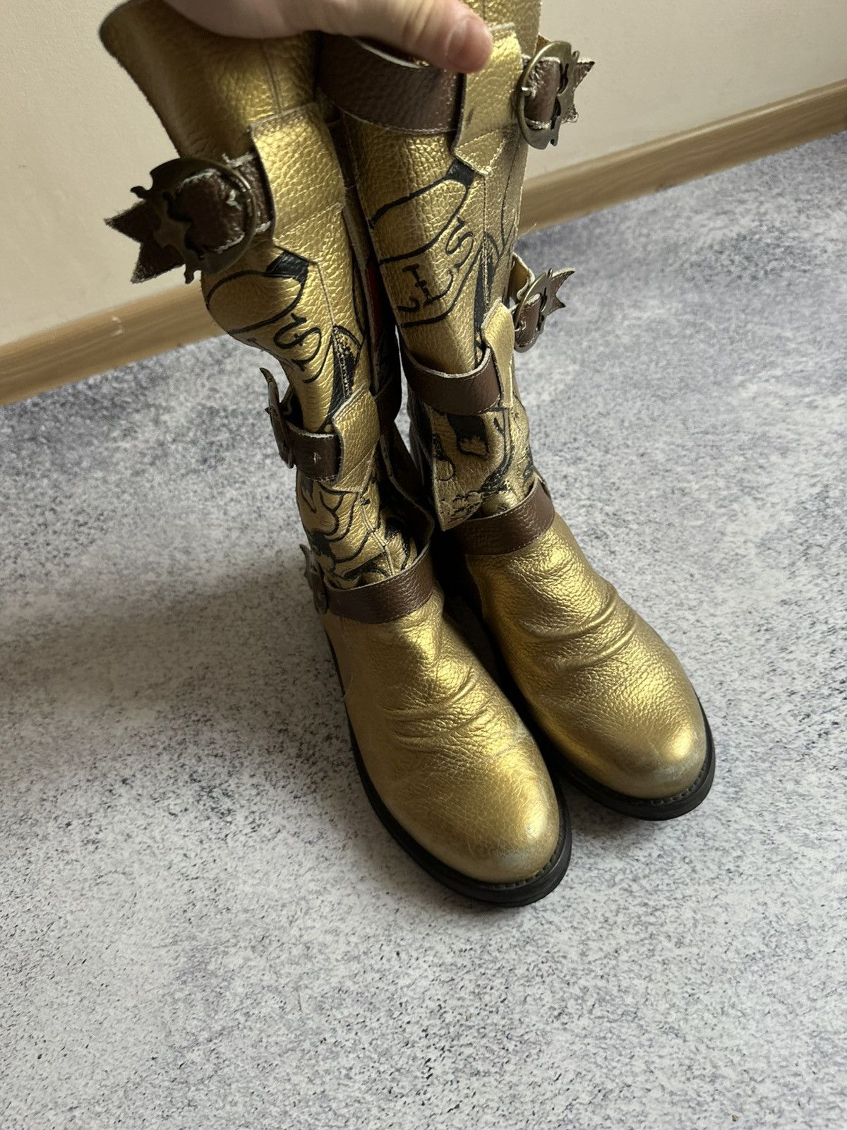 Ed Hardy RARE ED HARDY “Love Kills” Dagger Combat Motorcycle Boot Size US 10 / IT 40 - 6 Thumbnail
