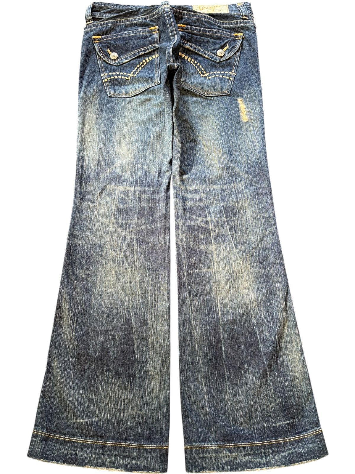 Hysteric Glamour Vintage Japanese Brand Rusty Wash Distress Flare Jeans Size 31" - 2 Thumbnail