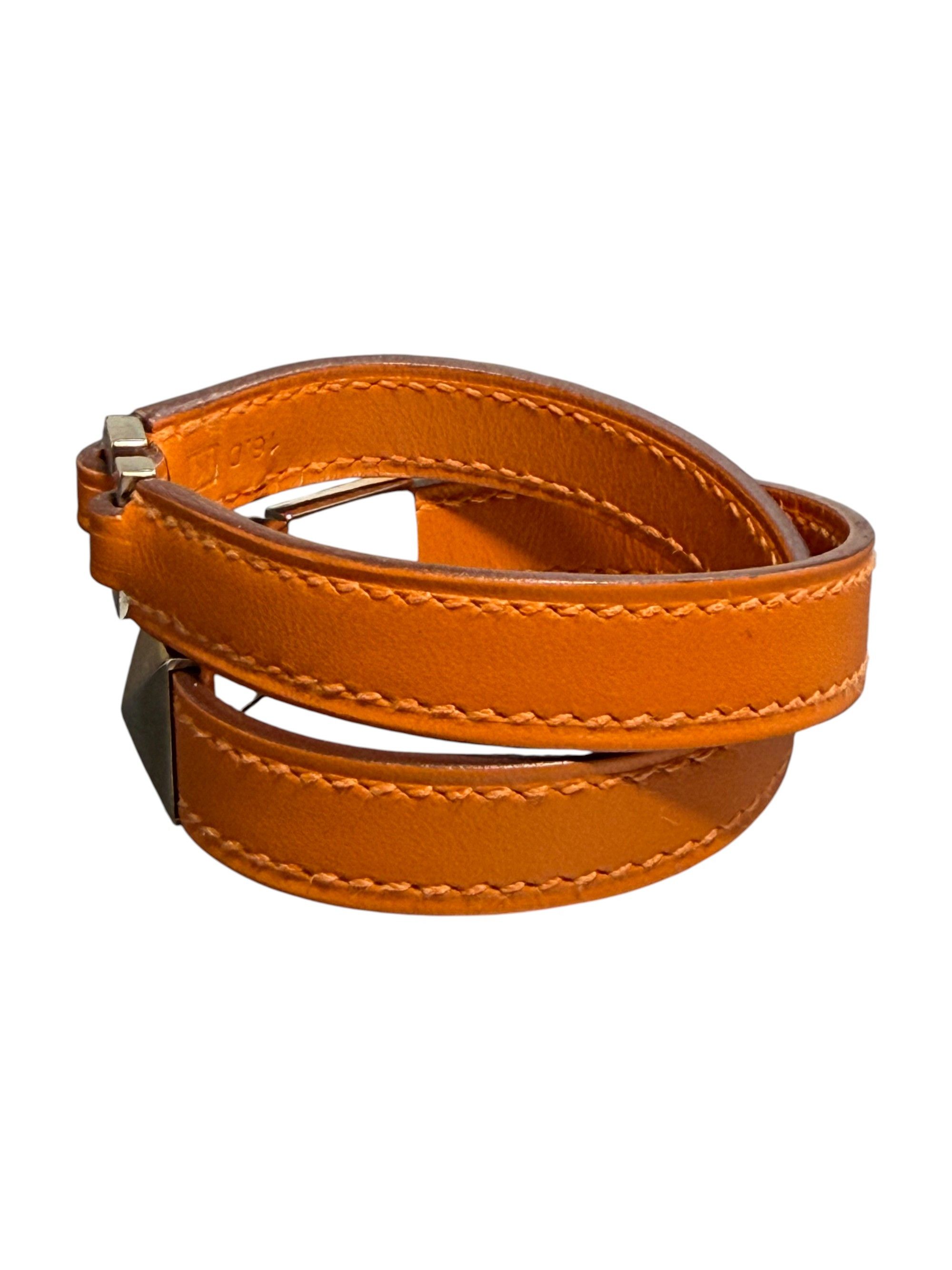 Hermes Hermes Medor Double Wrap Leather Bracelet Orange Small Size ONE SIZE - 7 Thumbnail