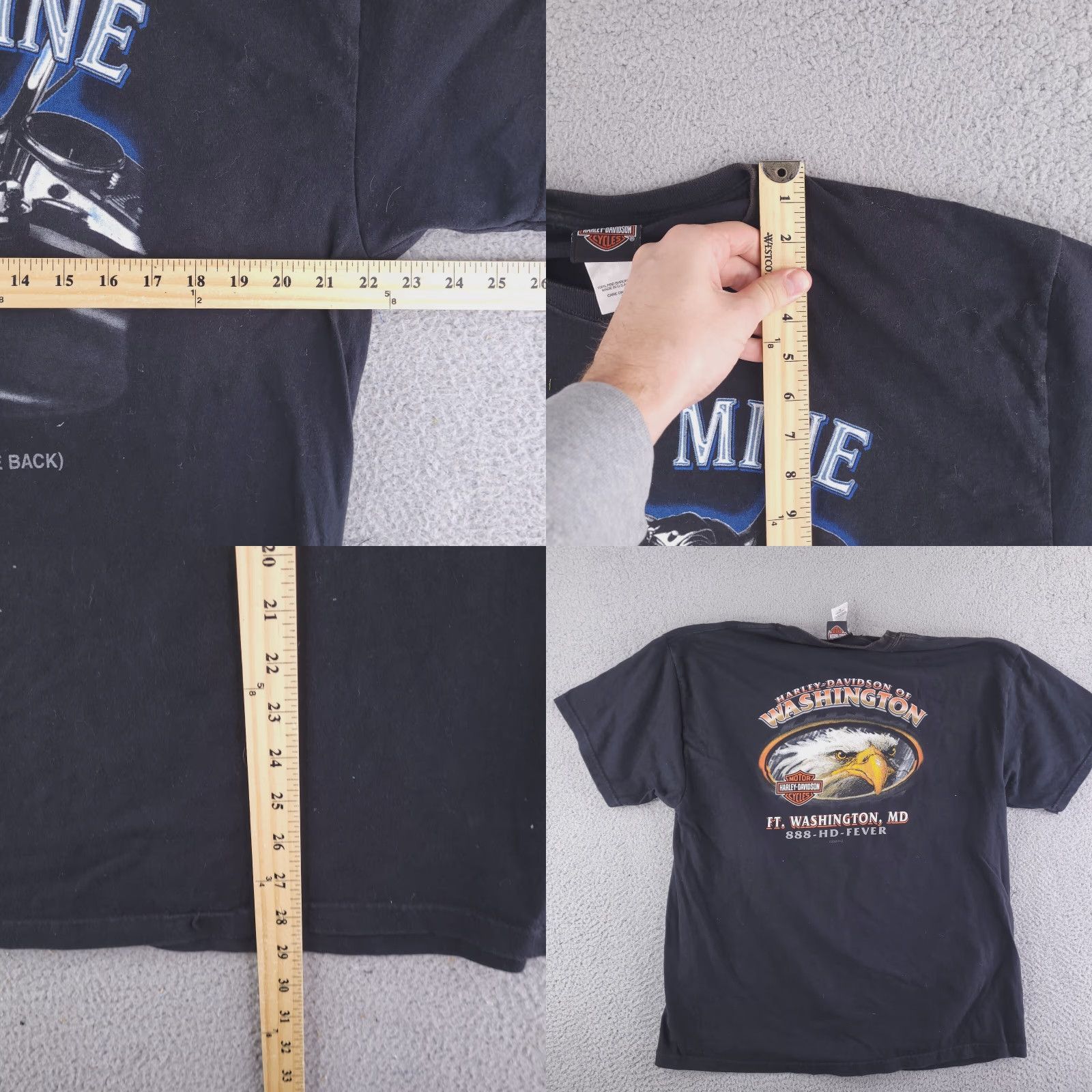 Harley Davidson VINTAGE Harley-Davidson Shirt Mens XL Black USA Washington Eagle Size US XL / EU 56 / 4 - 8 Thumbnail