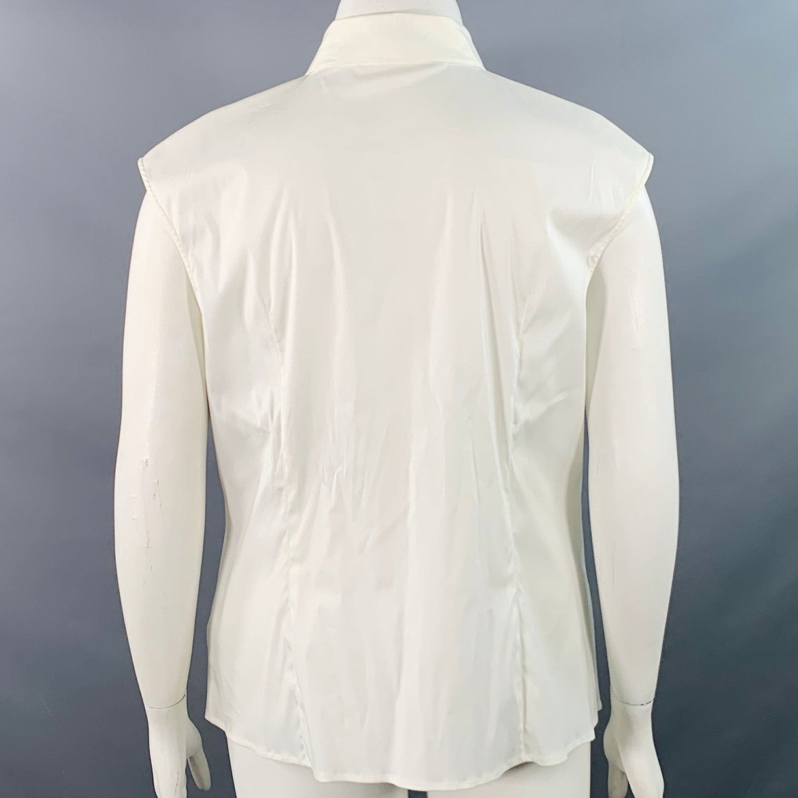 Escada ESCADA Size XL Cream Cotton Blend Pleated Sleeveless Shirt Size XL / US 12-14 / IT 48-50 - 4 Thumbnail
