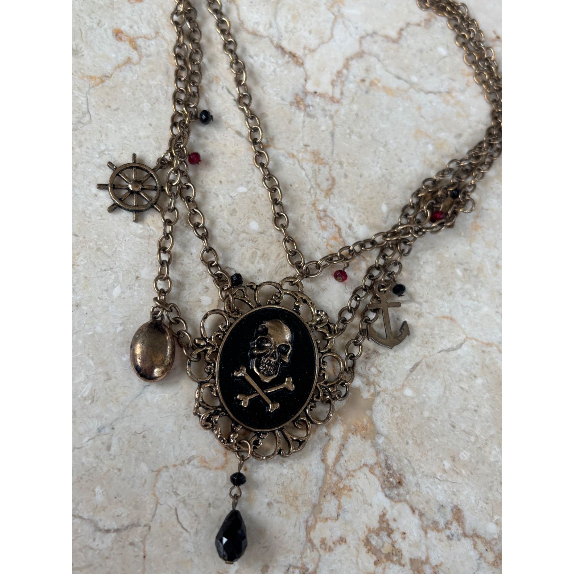 Other Pirate-Inspired Multi-Layer Chain Necklace With Skull & Cros Size ONE SIZE - 2 Thumbnail