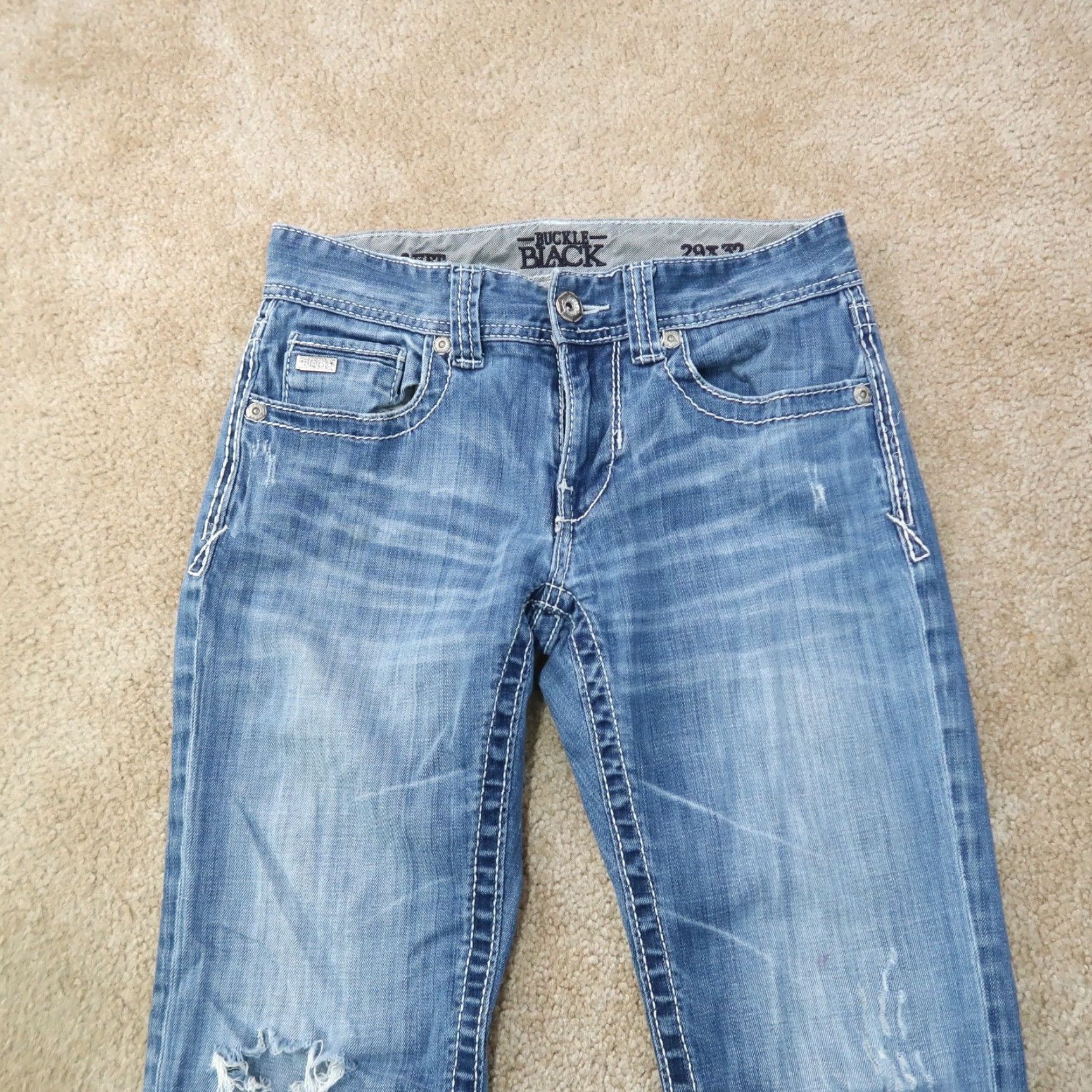 Buckle Black Buckle Black Jeans Women's 29x32 Bootcut Denim Stretch 5-Pocket Blue Slim Regular Distressed No Vintage No Folded Belt Loops Zip Button Logo Size 29" - 4 Thumbnail
