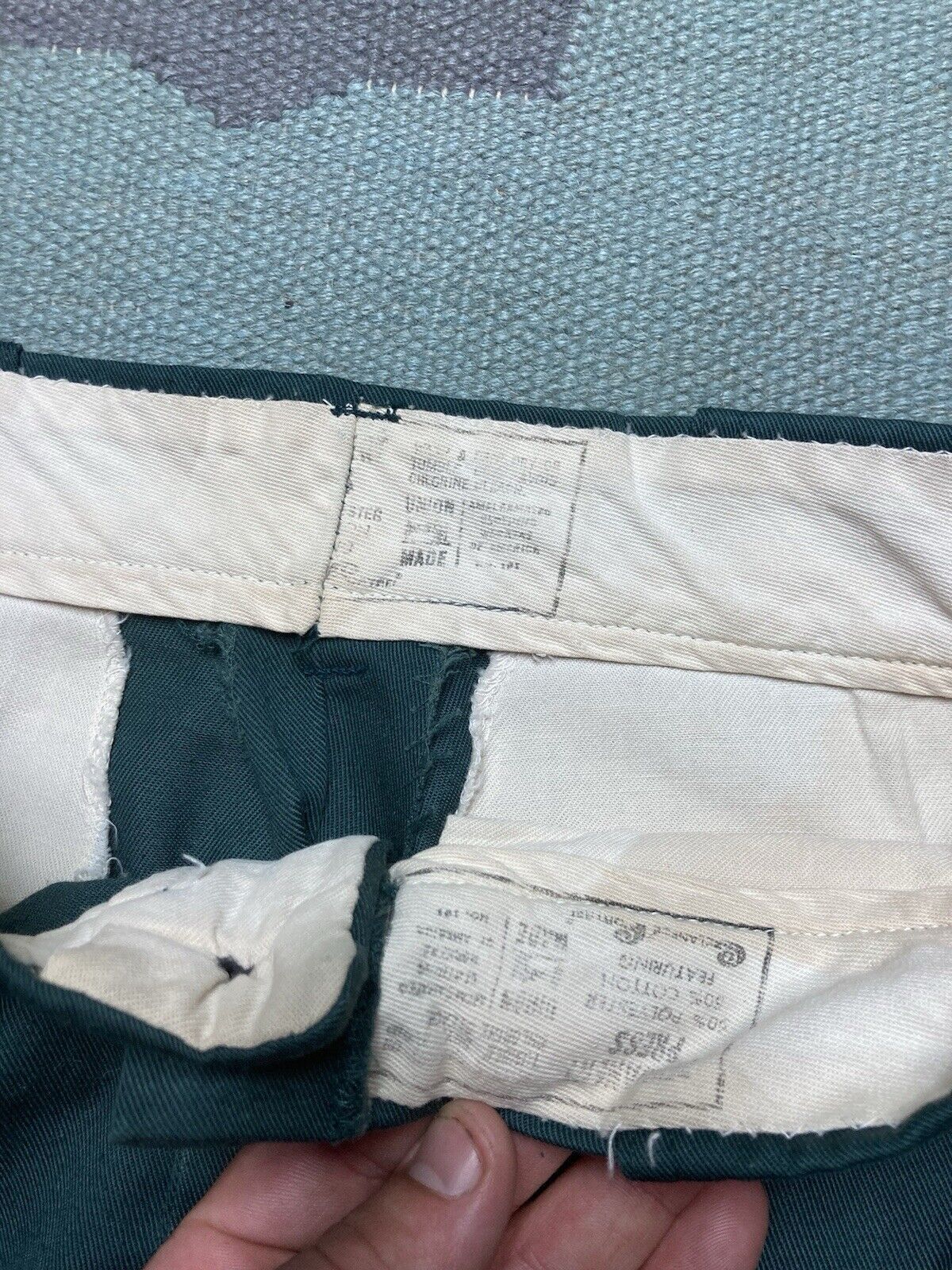 Vintage VTG 70s chino work pants green workwear twill talon 29x30 Size US 29 - 7 Thumbnail
