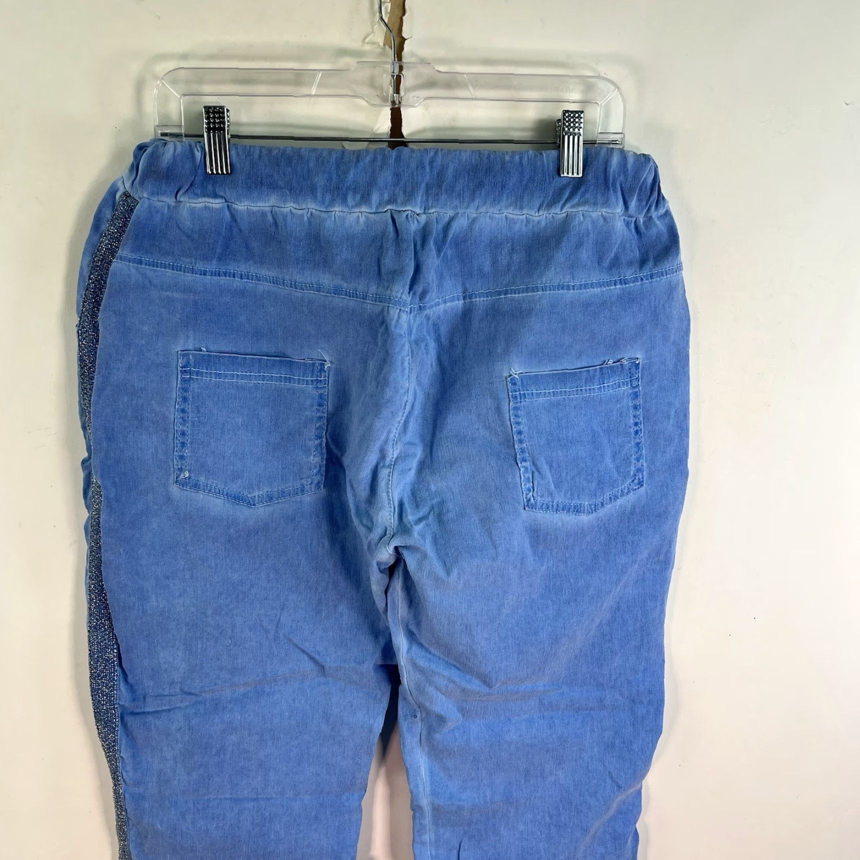 Denime Liberty Art Denim Jeans Womens Size 32 X 30 Blue Mid Rise Relaxed Fit Embroidered Glitter Crop Jeans Size 24" / US 00 / IT 34 - 7 Thumbnail