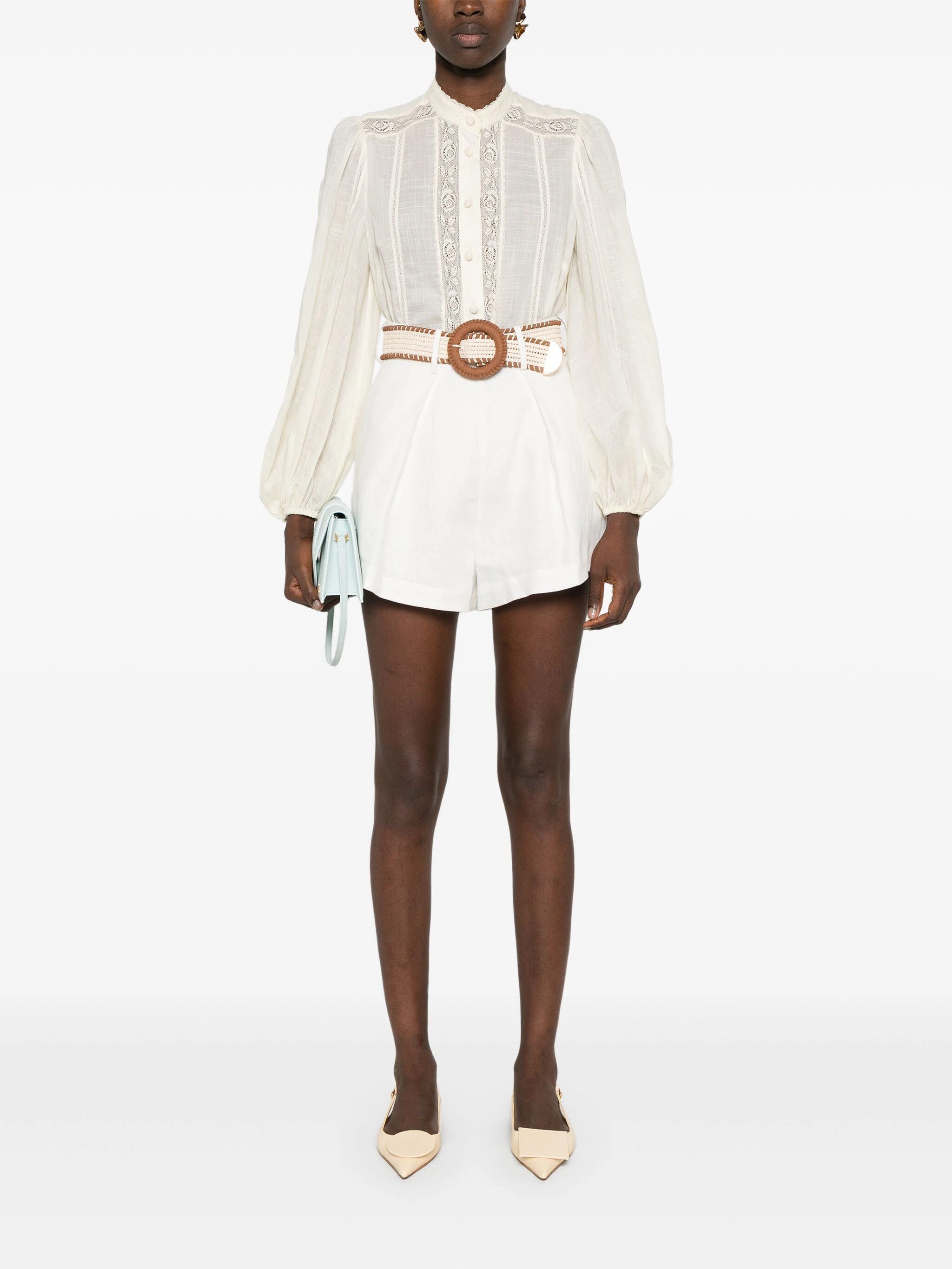 Zimmermann o1s22i1n1024 Halliday Linen Tuck Shorts in White Size 30" / US 8 / IT 44 - 2 Thumbnail