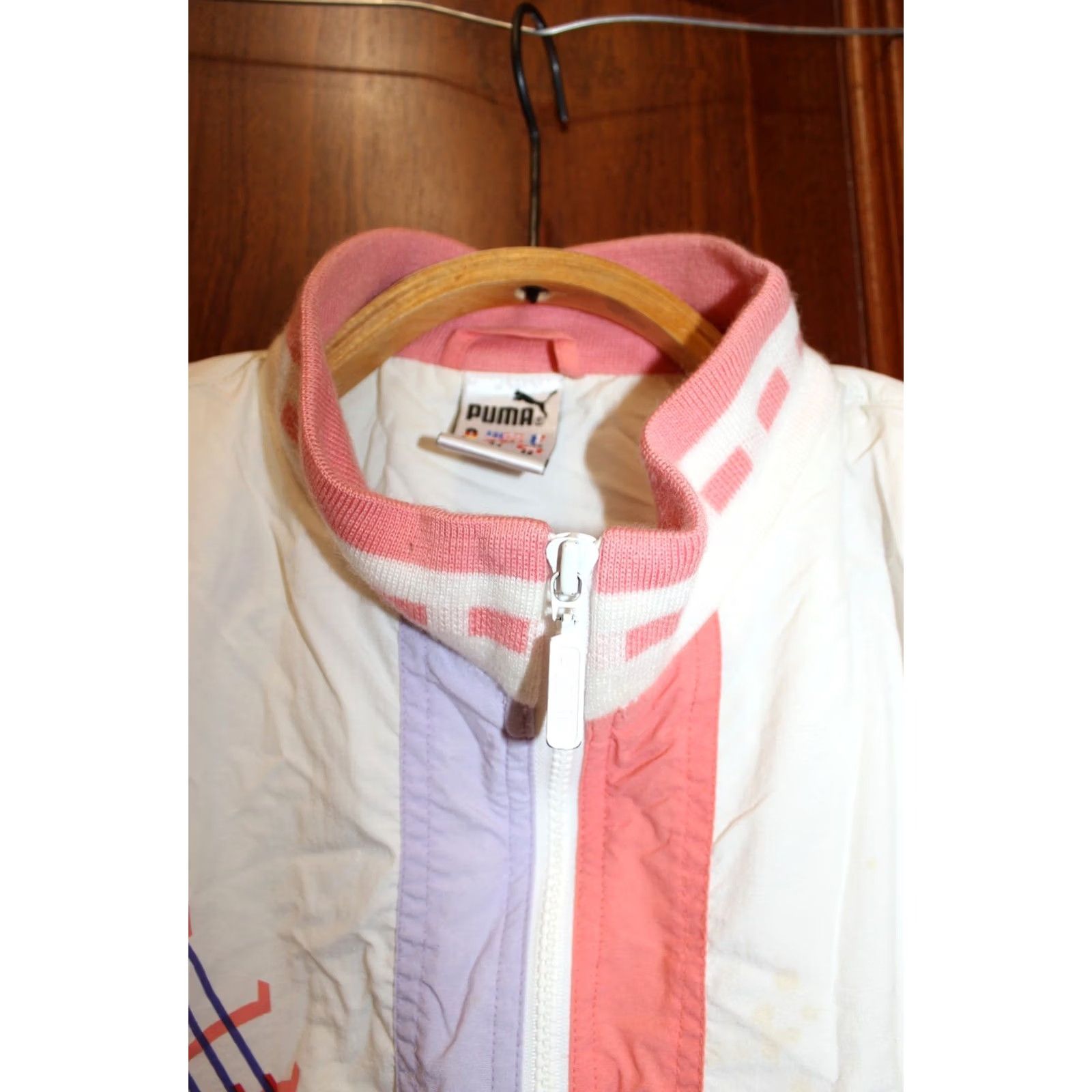 Puma VINTAGE Puma Davis Cup Jacket Women Tennis - Cotton - Size S - Creme/Pink/White - Long Sleeve - Zip Closure Size S / US 4 / IT 40 - 5 Thumbnail