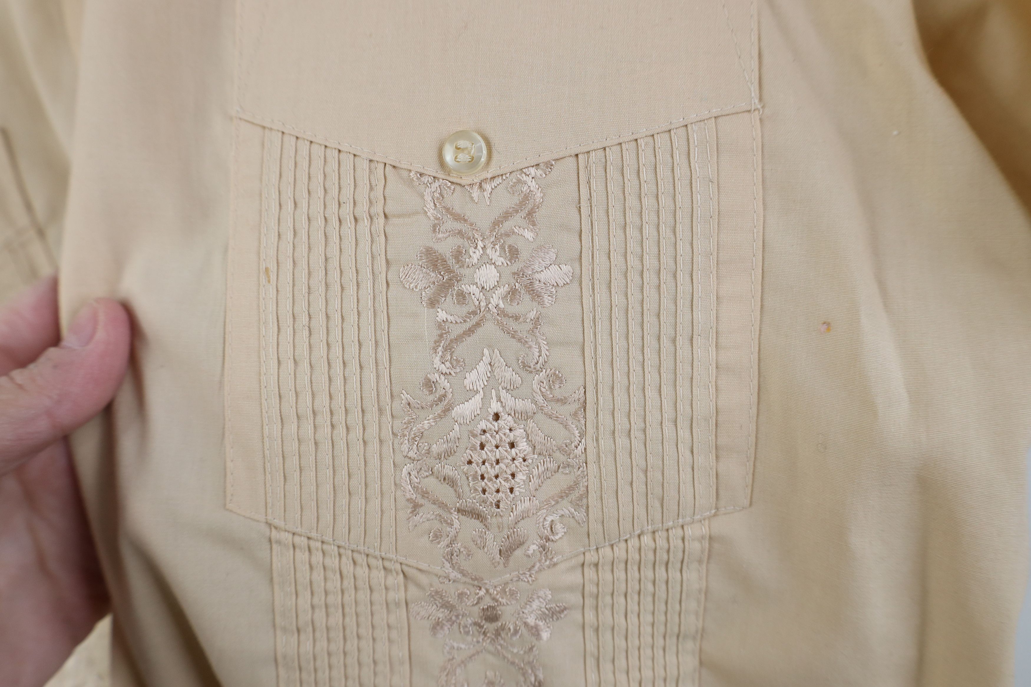 Vintage Vintage 60s 70s Rockabilly Guayabera Wedding Button Shirt Size US L / EU 52-54 / 3 - 5 Thumbnail