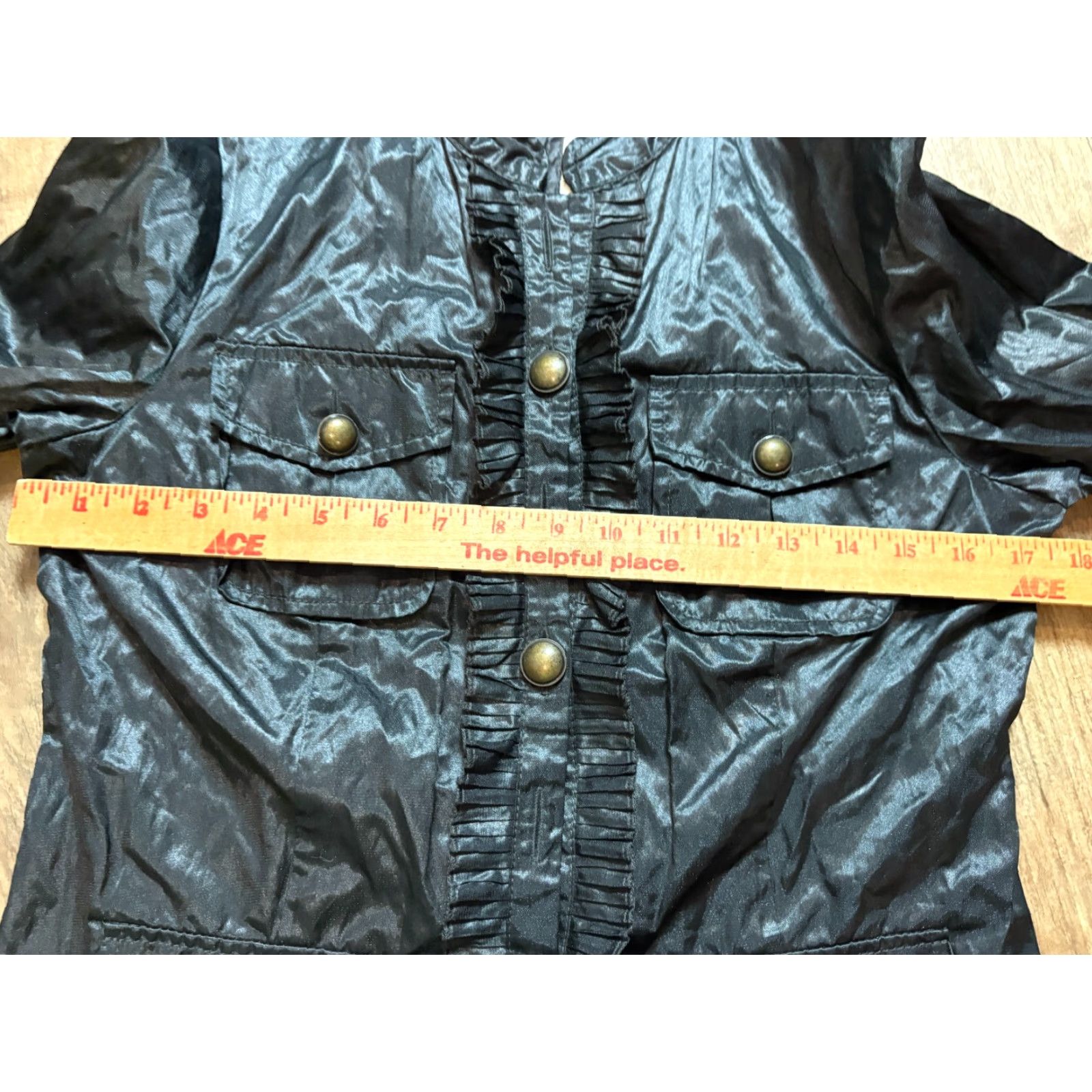 Vintage Chicos Jacket Womens 0 Black Metallic Button Up Shiny Long Sleeve 4 Pocket Size XS / US 0-2 / IT 36-38 - 3 Thumbnail