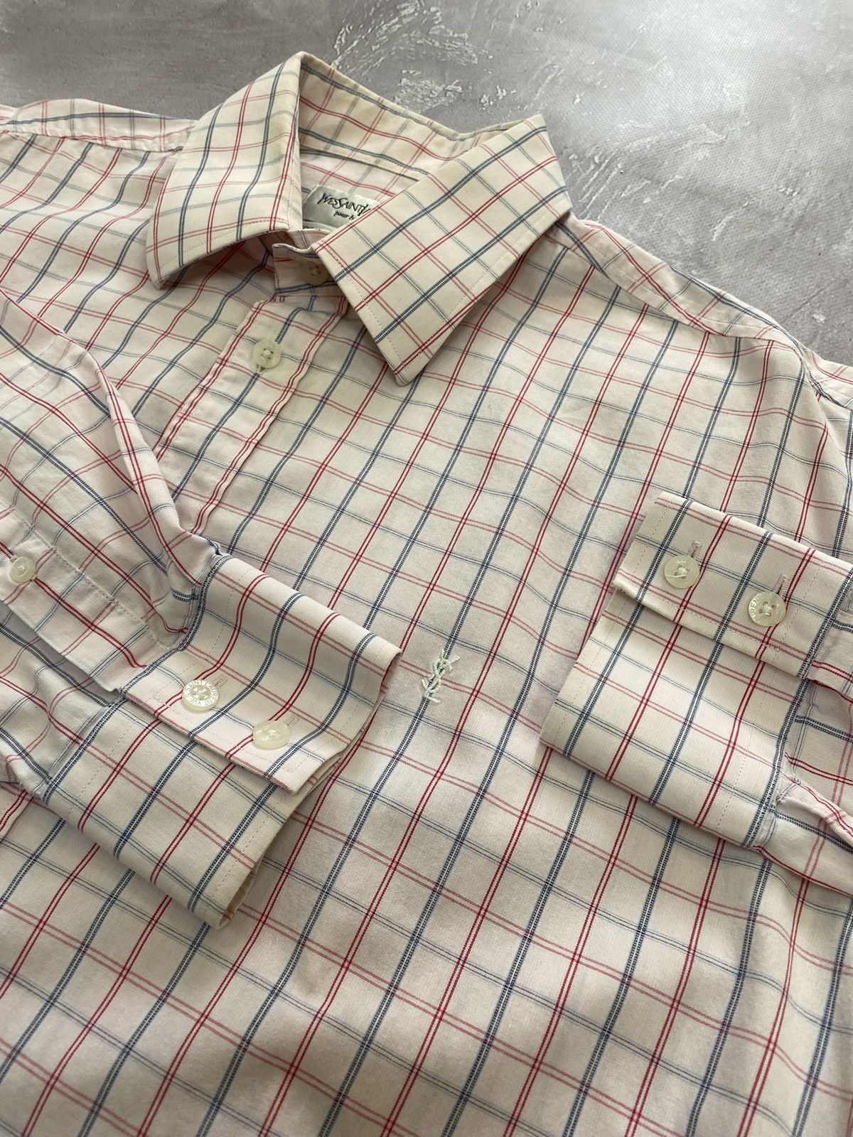 Yves Saint Laurent Vintage YSL Long Sleeve Checkered Shirt Size L Size US L / EU 52-54 / 3 - 5 Thumbnail