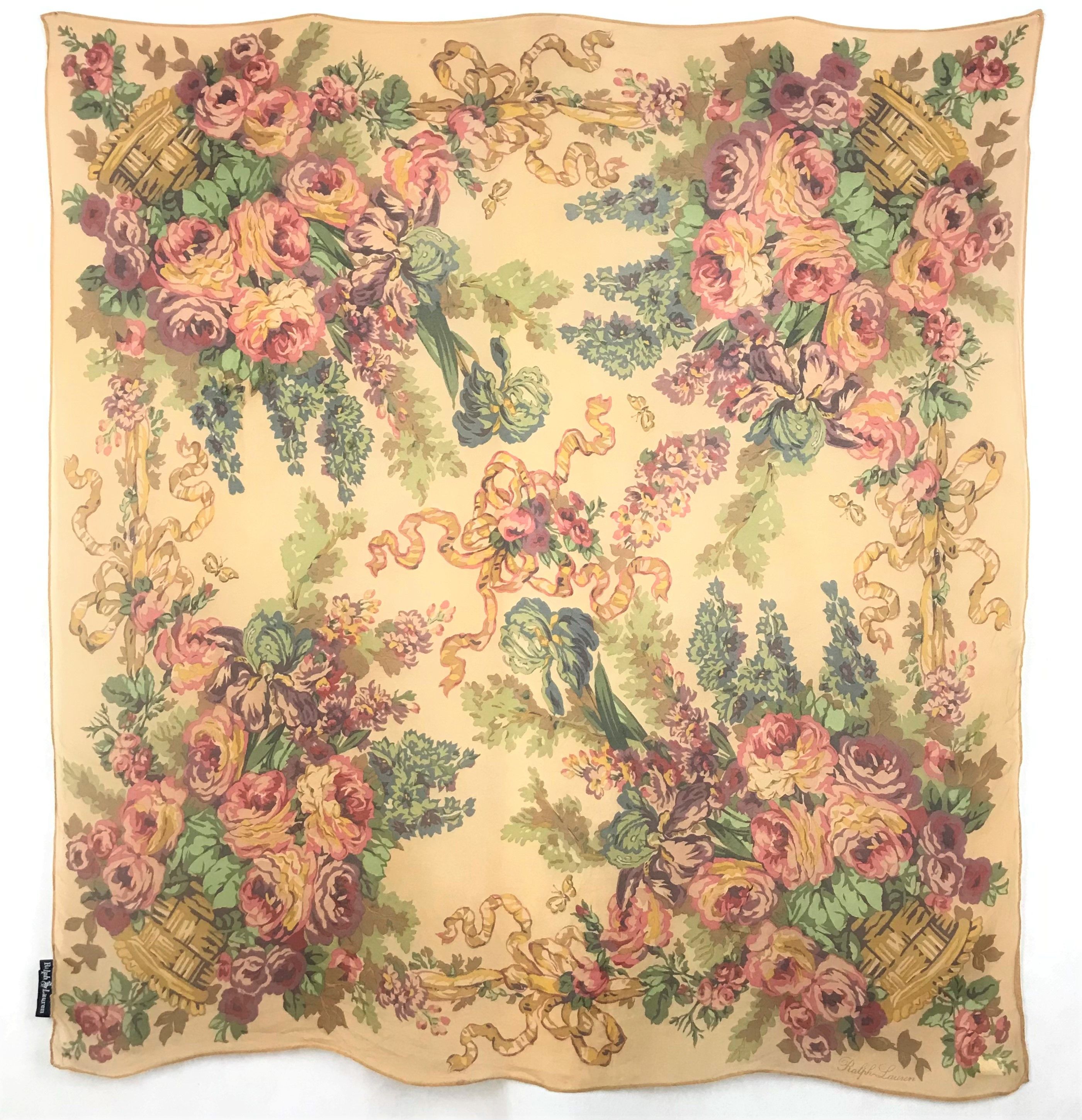 Ralph Lauren RL604 Vintage Ralph Lauren Silk Scarf Shawl Designer Scarf Size ONE SIZE - 1 Thumbnail