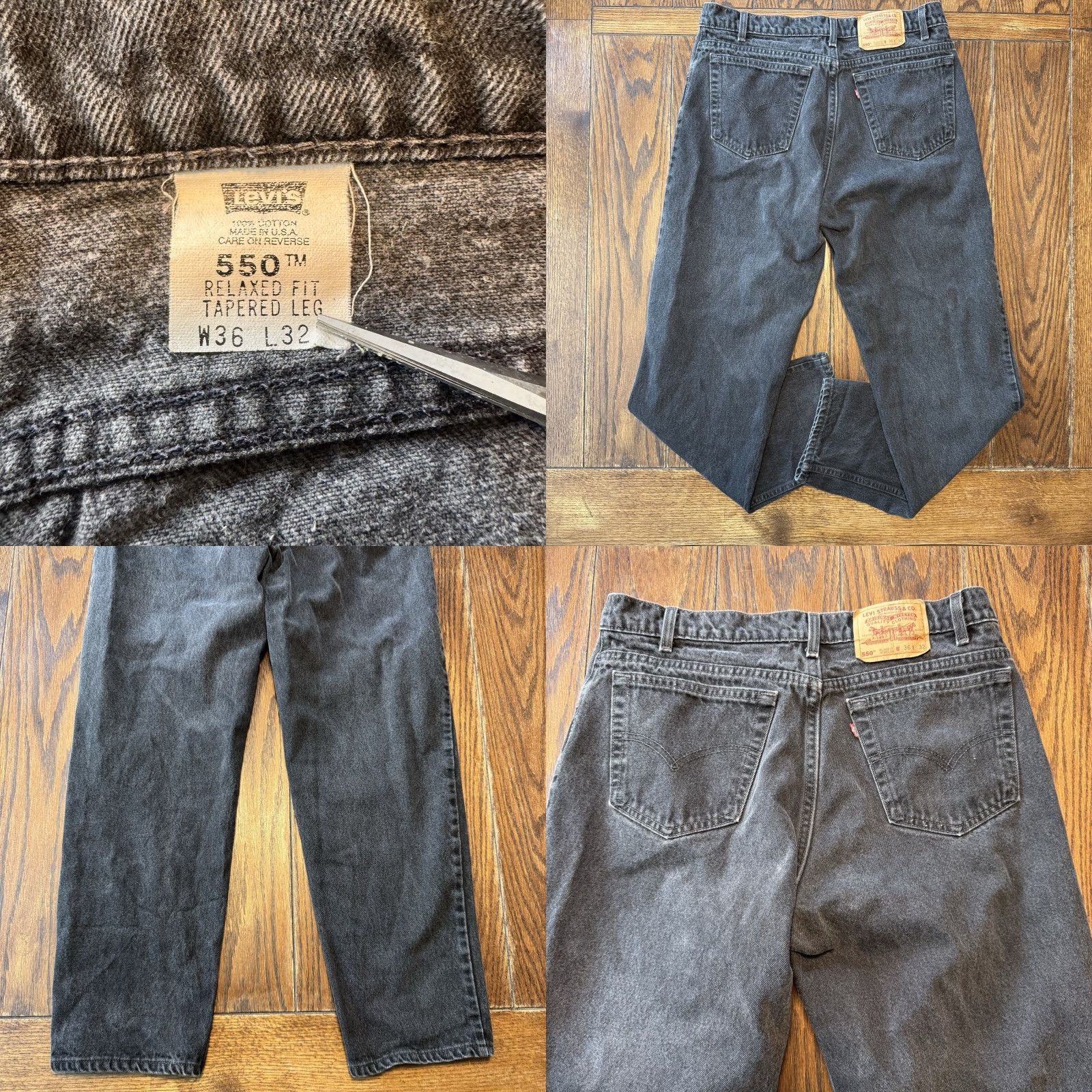 Levi's VINTAGE Levi's 550 Jeans Men 34x31 Black Relaxed Tapered 90s USA Logo 5-Pocket Denim Jeans Mens Size US 34 / EU 50 - 8 Thumbnail