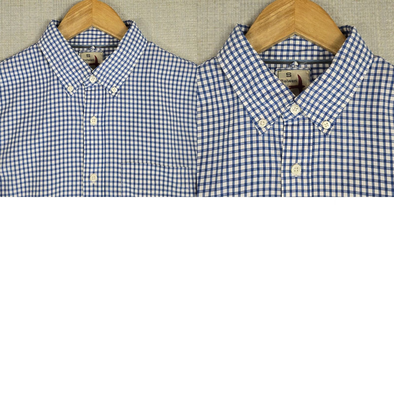 Relwen Relwen Shirt Mens S Blue Size Button Down White Gingham Checks Long Sleeve Size US S / EU 44-46 / 1 - 9 Thumbnail