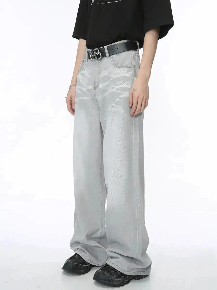Japanese Brand Retro straight tube loose cat whisker jeans Size US 32 / EU 48 - 1 Thumbnail