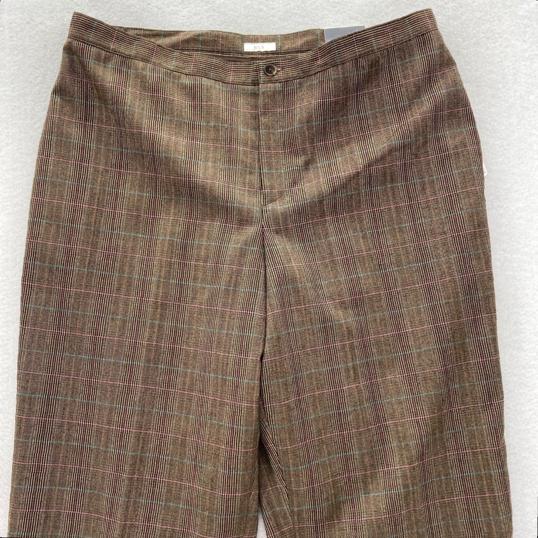 Apt. 9 Apt. 9 The Wallace Pant Women's 16 Classic Fit Brown Plaid Wool Blend Unhemmed Pant Size 38" / US 16 / IT 52 - 2 Thumbnail