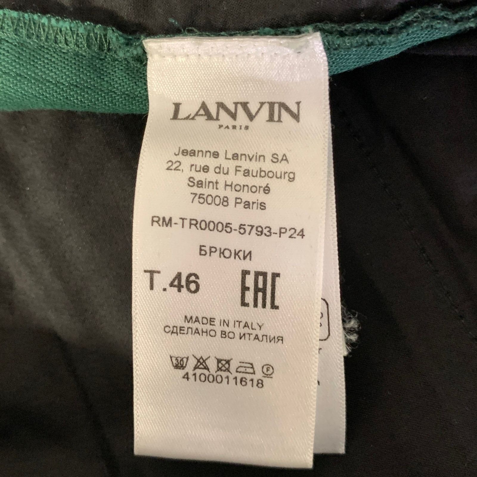 Lanvin LANVIN Size 30 Green Cotton Blend Zip Fly Casual Pants Size US 30 / EU 46 - 6 Thumbnail